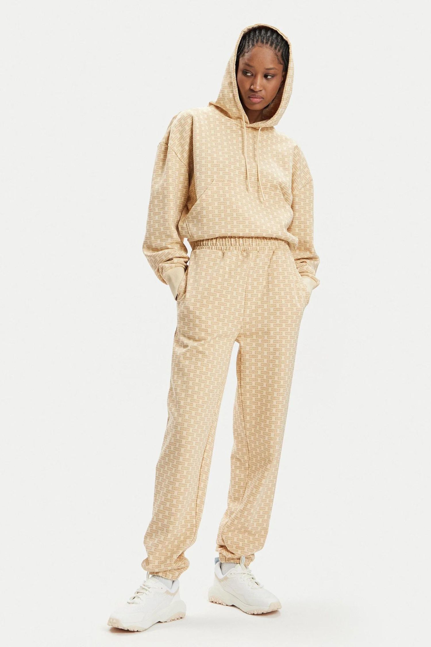 Женские бежевые спортивные брюки с узором HUGO BLUE 50510868;977