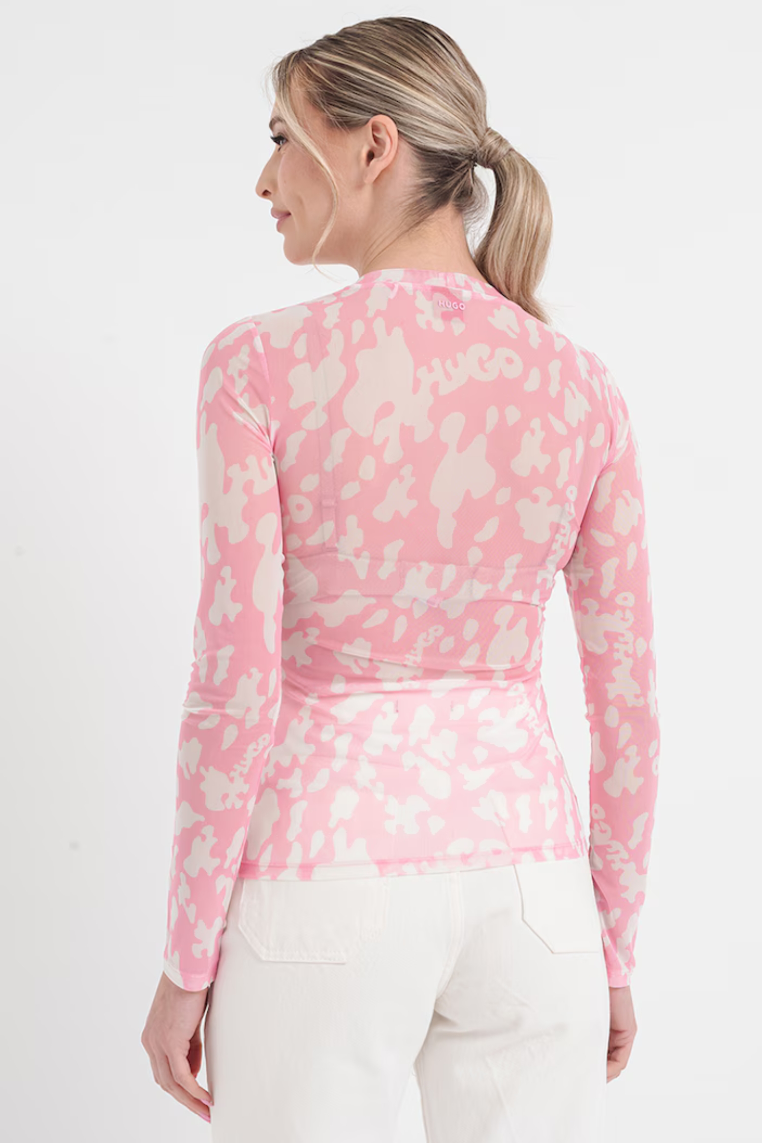 Жіночий рожевий лонгслів з візерунком HUGO 50514033;985