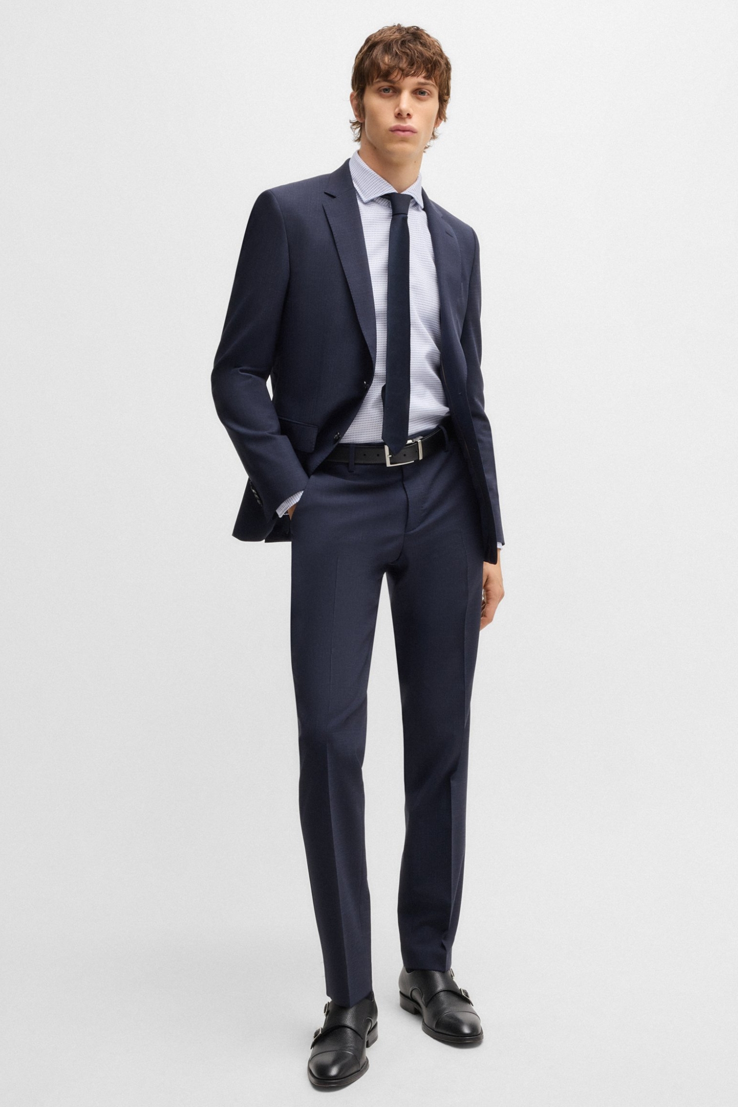 Мужская голубая рубашка с узором BOSS 50533712;425