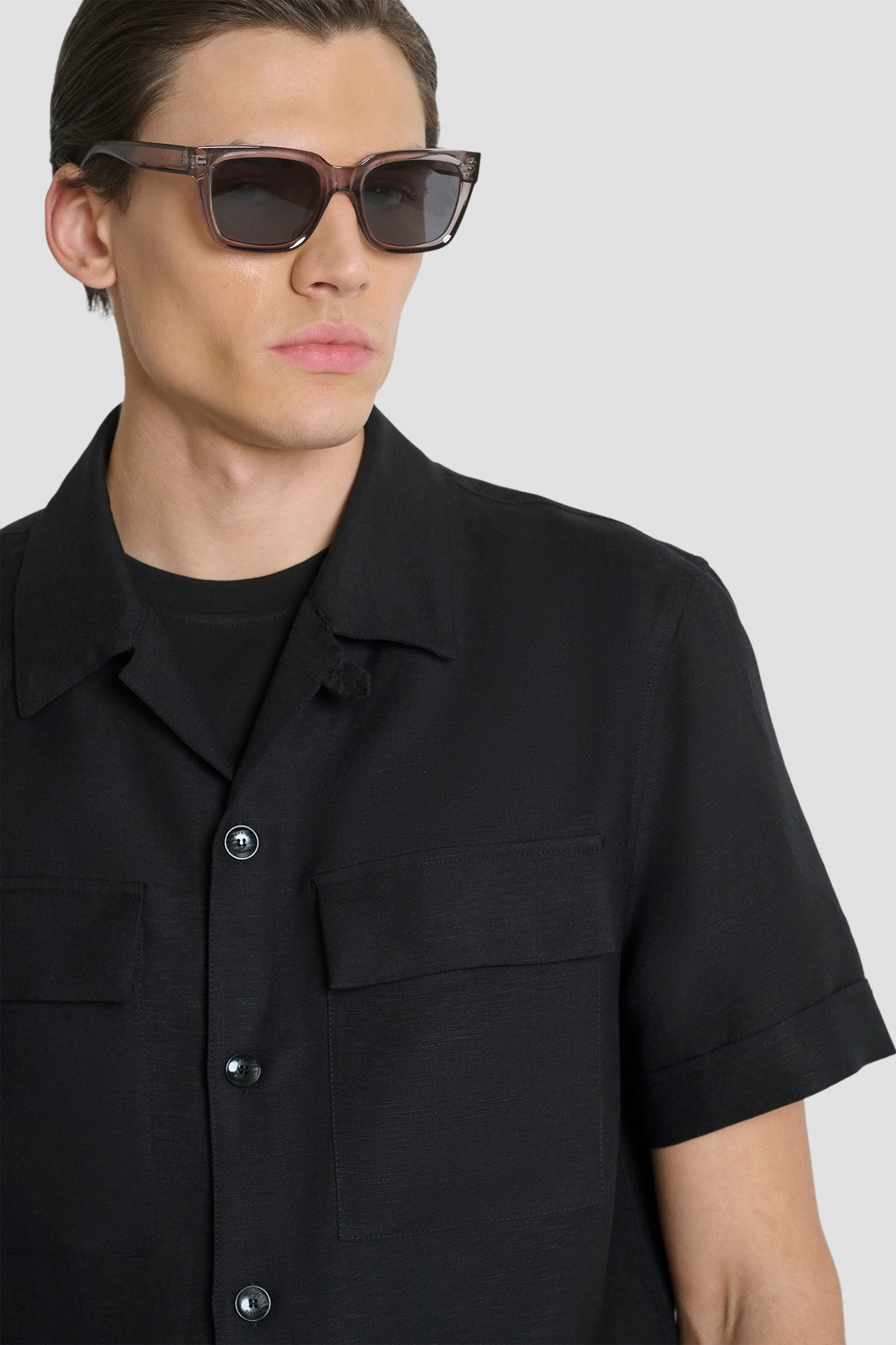 Чоловіча чорна лляна сорочка Antony Morato MMSS00202.FA900135;9000