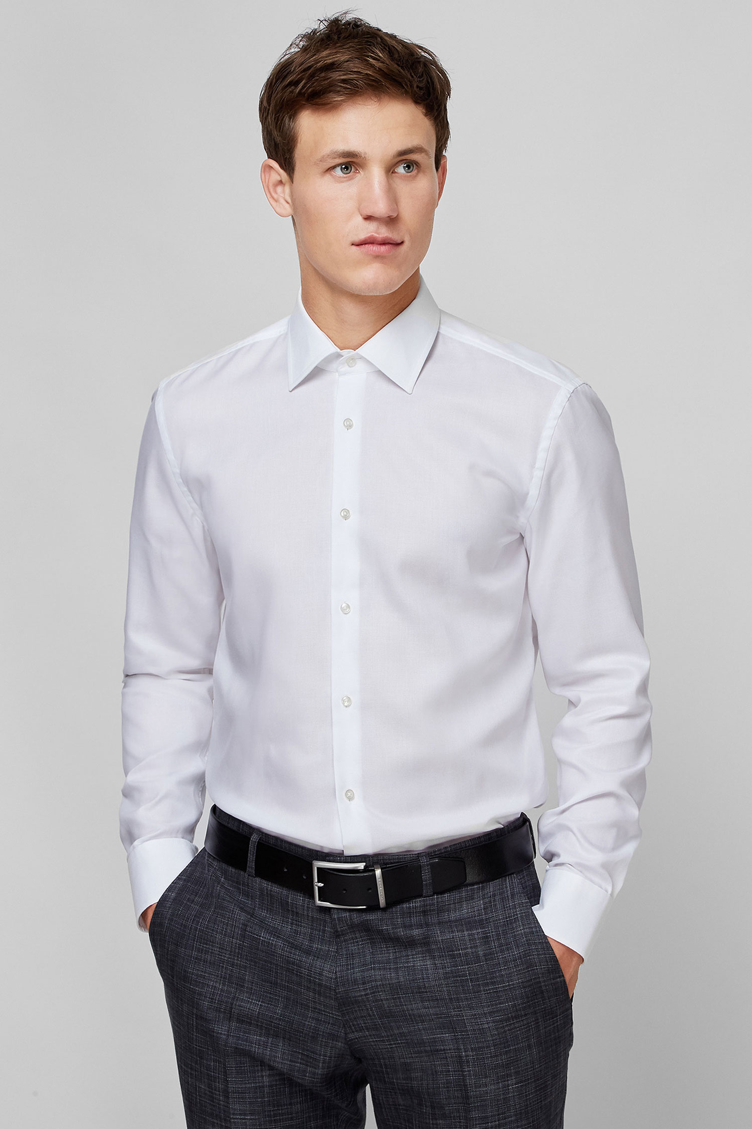 Мужская белая рубашка Slim Fit BOSS 50432640;100
