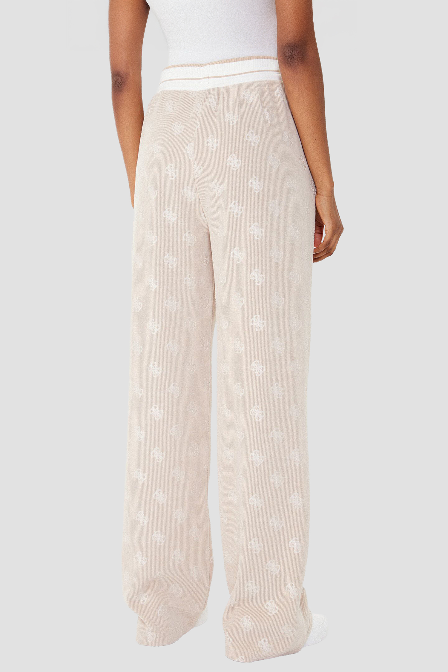 Женские бежевые спортивные брюки с узором Guess V5BB00.K1902;COCB