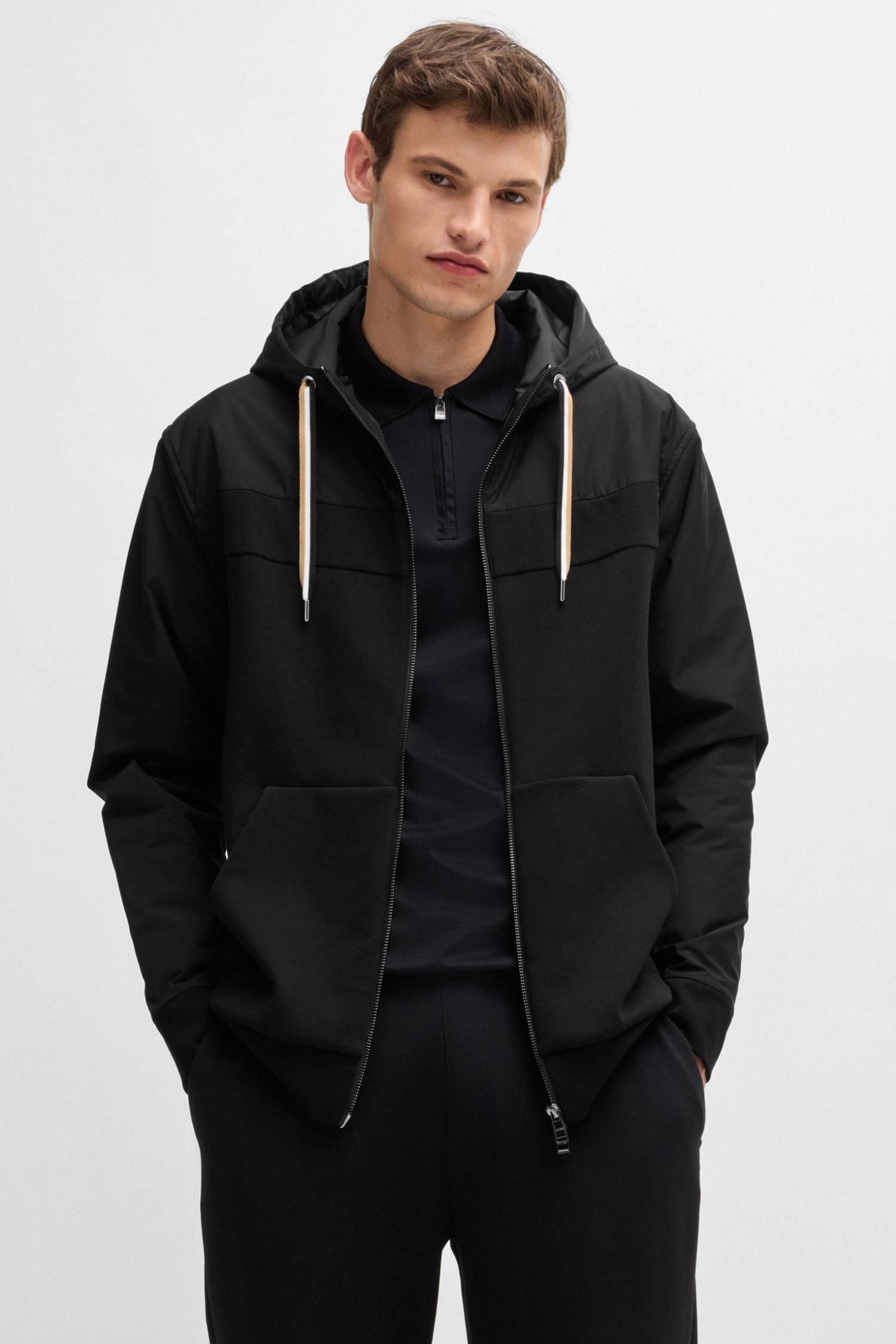 Мужская черная кофта на молнии BOSS 50524342;001