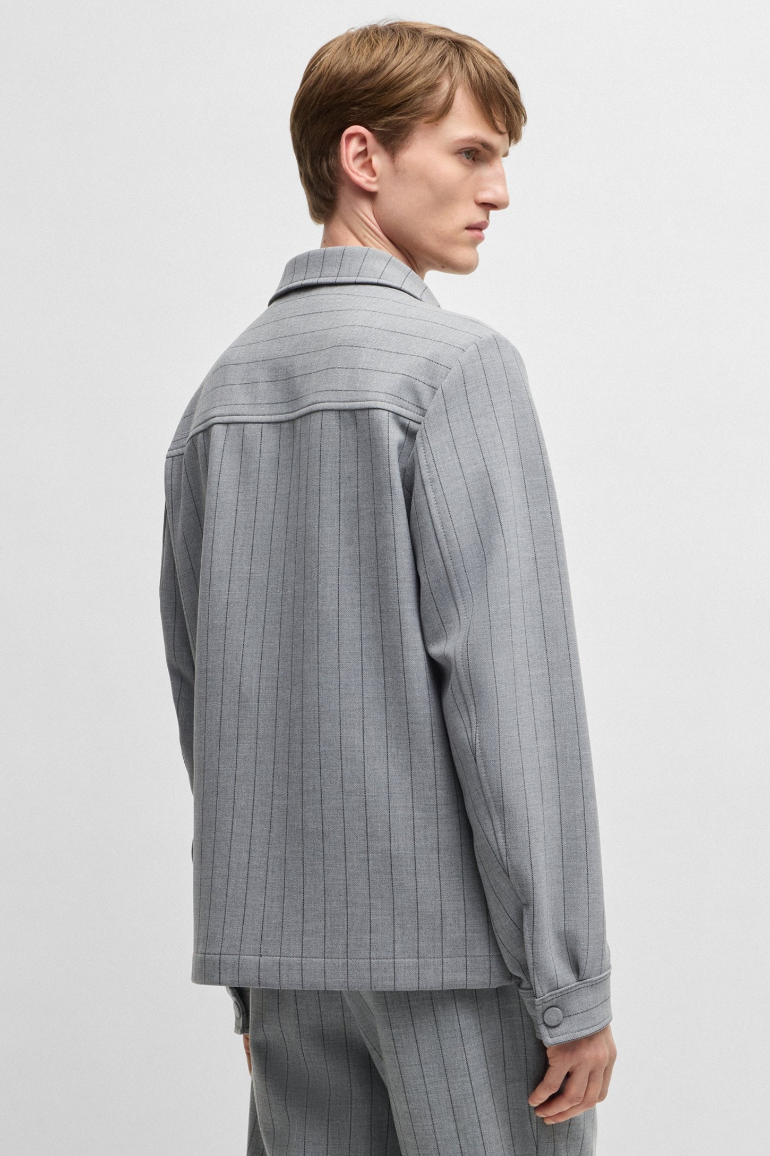 Мужская серая рубашка в полоску BOSS 50534987;030