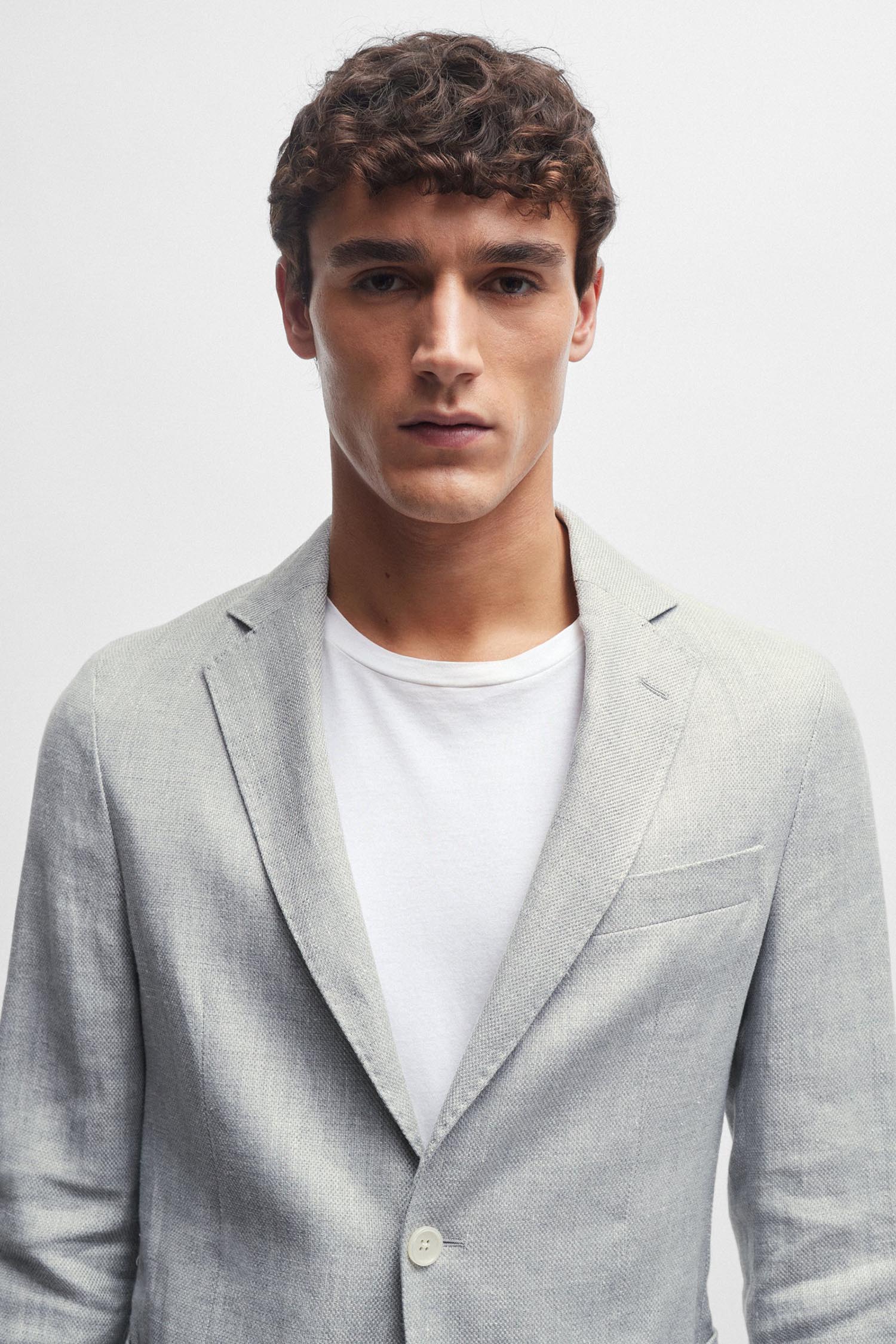 Чоловічий сірий лляний блейзер BOSS 50514618;041