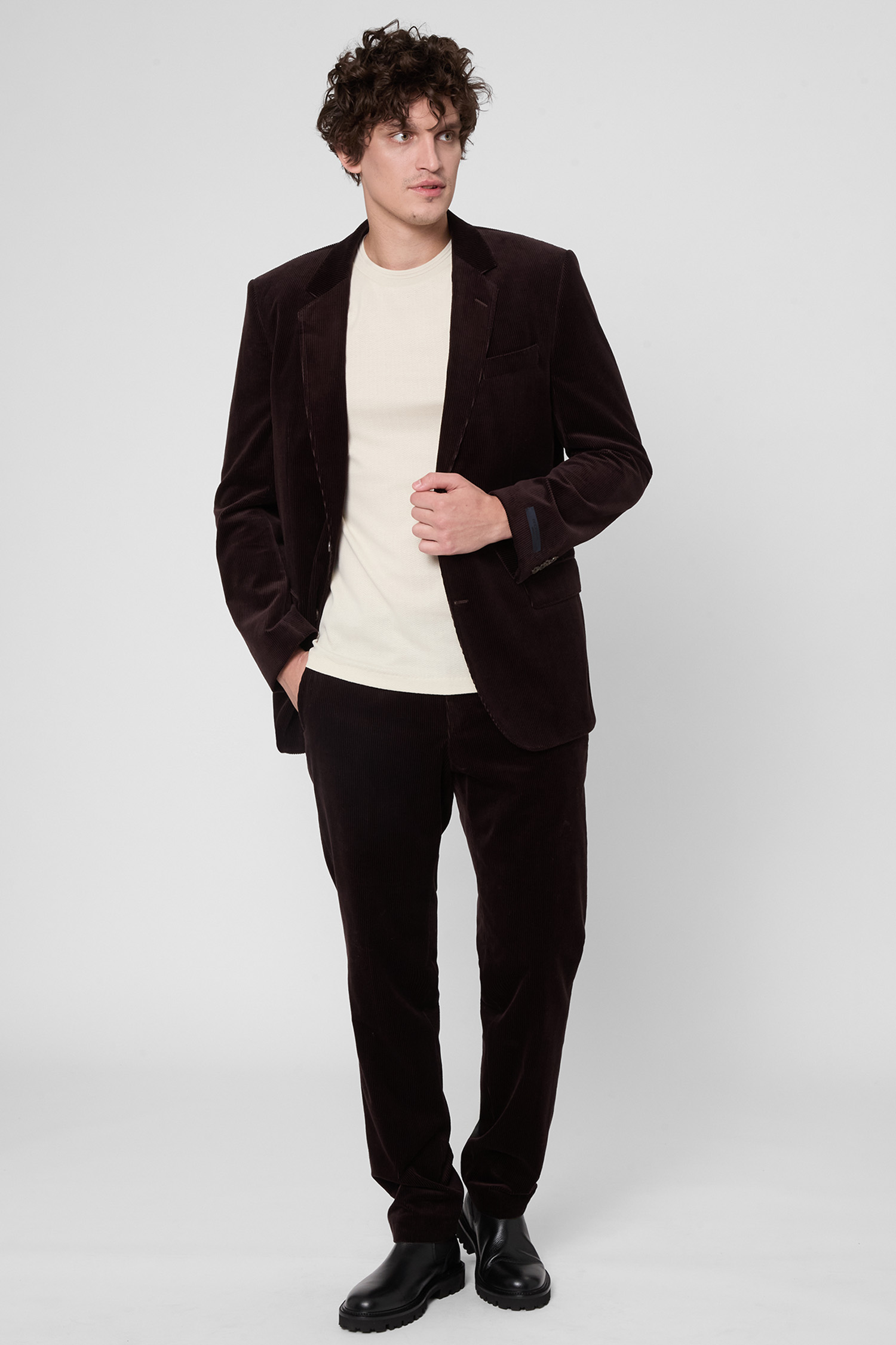 Чоловічий темно-коричневий вельветовий піджак BECKHAM x BOSS BOSS 50557911;244