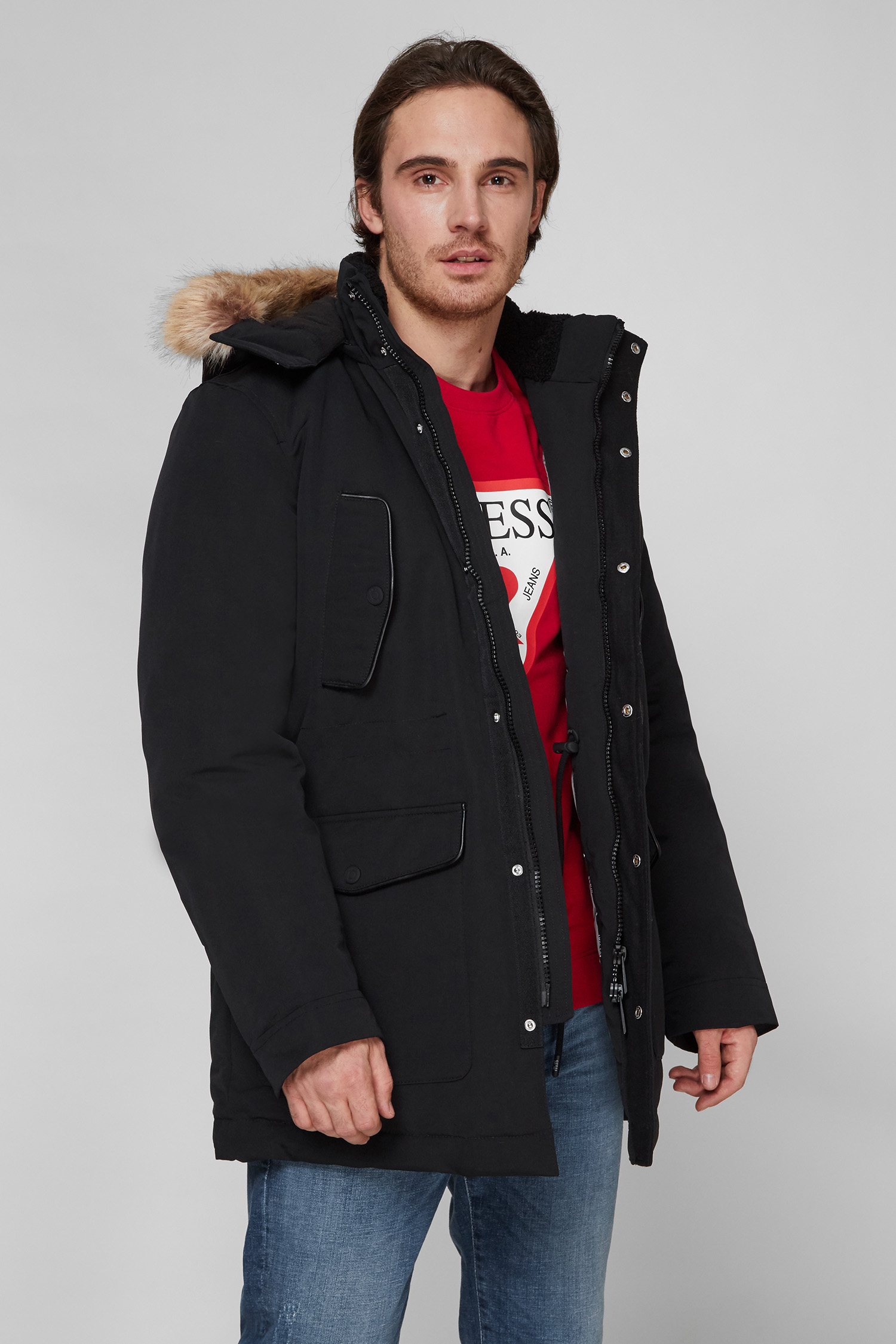 Мужская черная пуховая парка Guess M1BL23.WE6Z2;JBLK