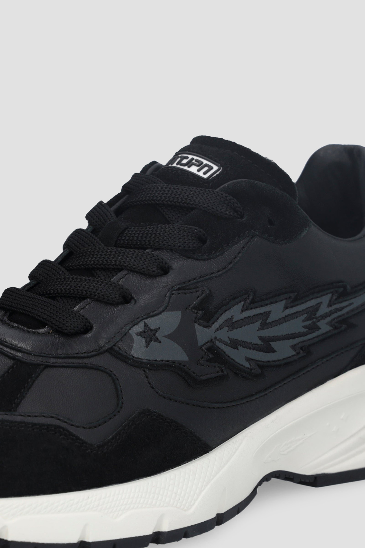 Мужские черные кожаные кроссовки ENTJPN BG4011PX119;22222