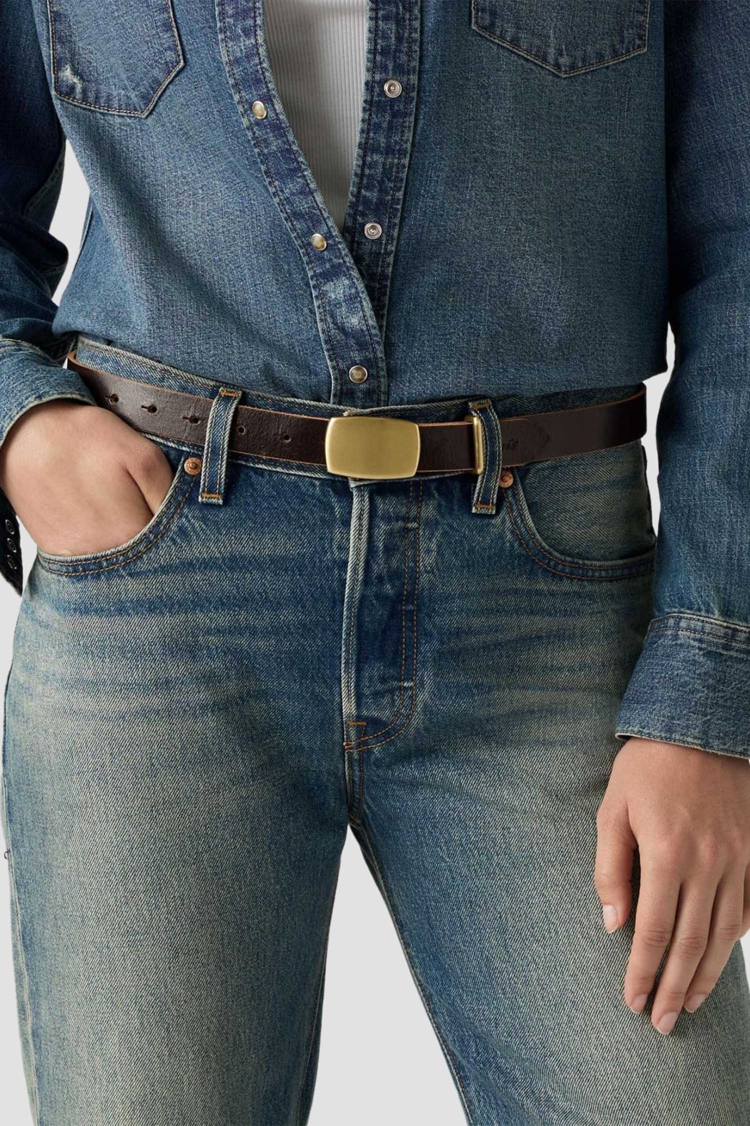 Женский темно-коричневый кожаный ремень Levi’s® 007ZM;0000