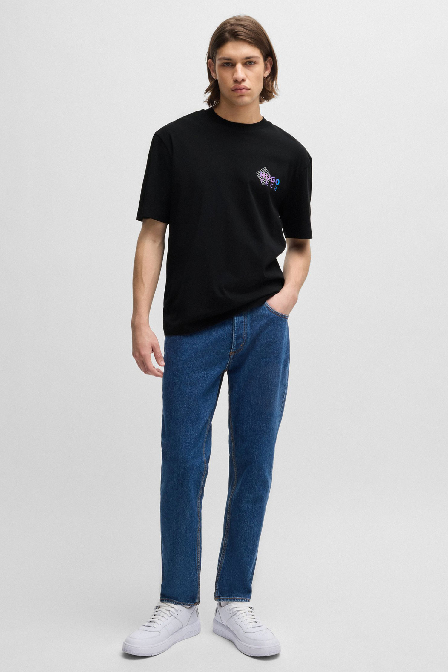 Мужская черная футболка HUGO BLUE 50519066;001