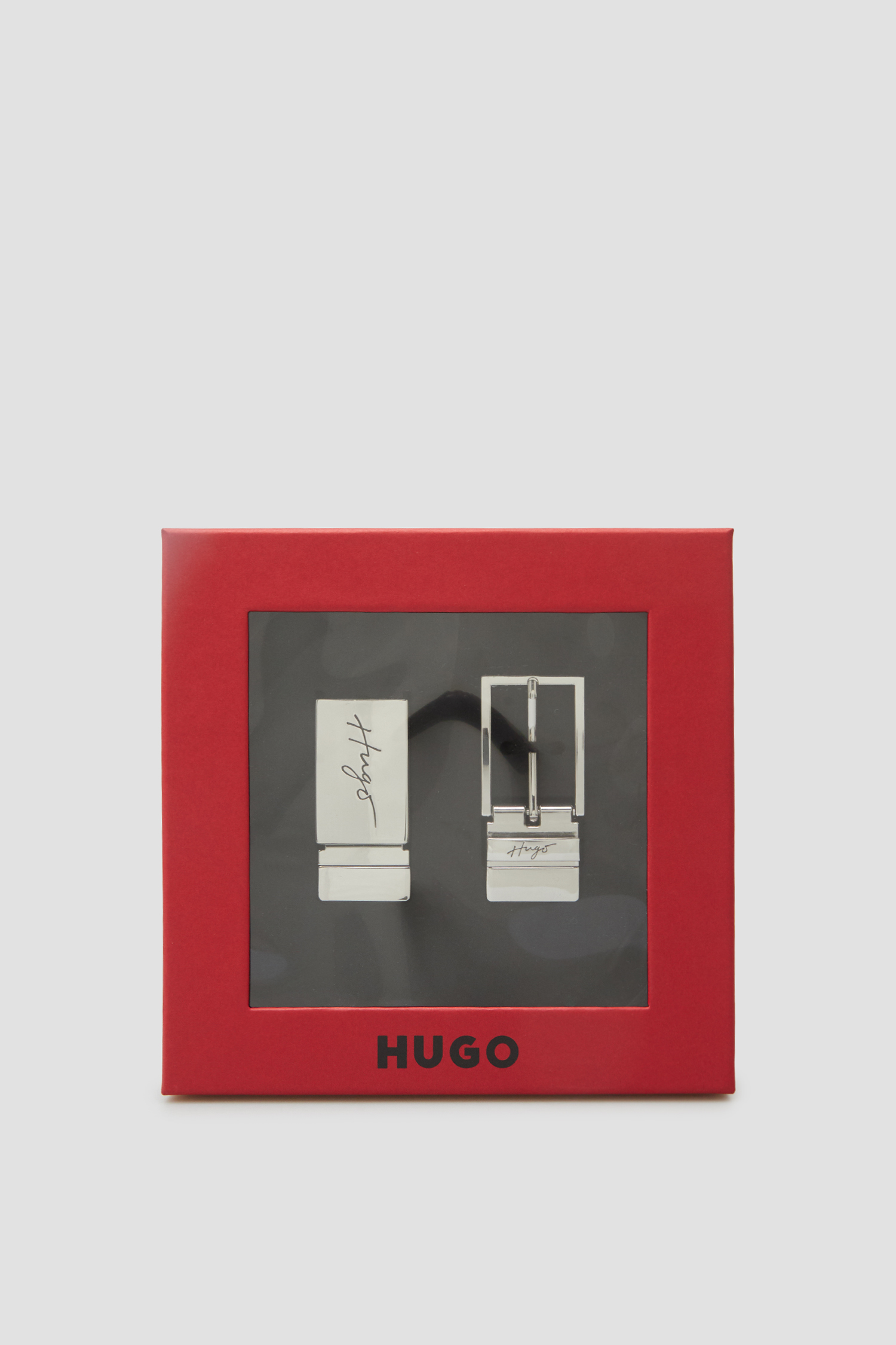 Мужской черный кожаный двусторонний ремень HUGO 50486652;002