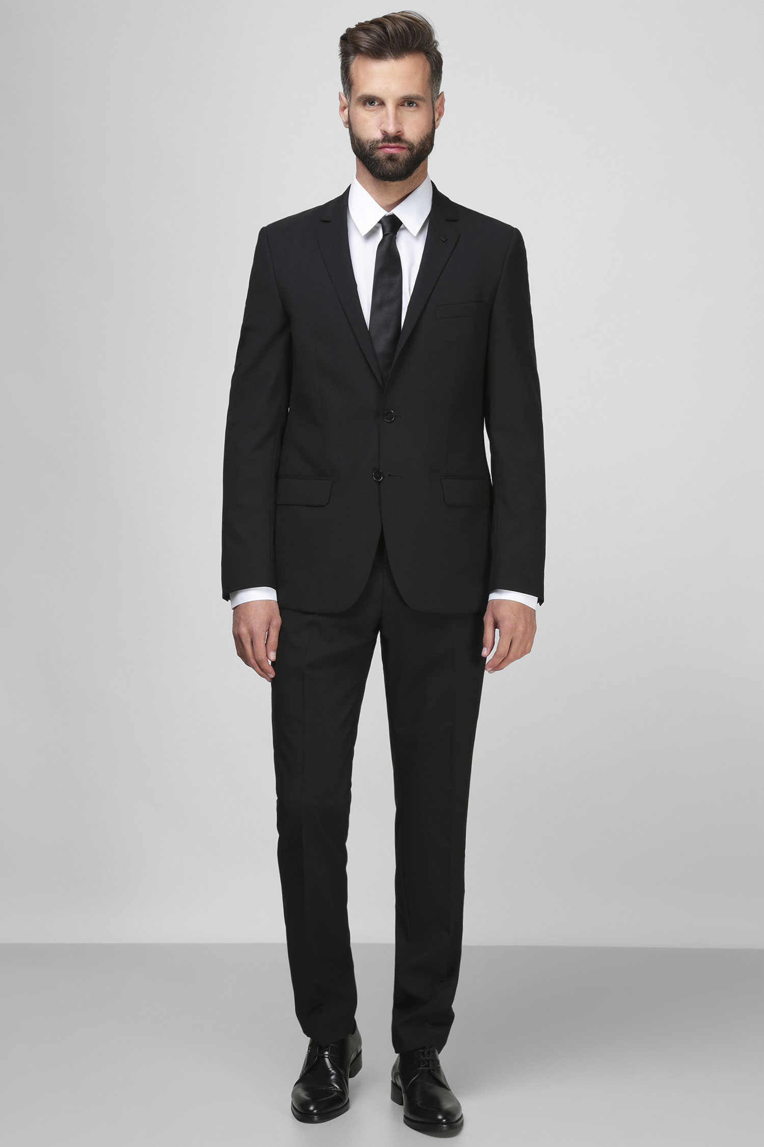 Мужской черный шерстяной костюм (пиджак, брюки) Karl Lagerfeld 500099.155200К;990