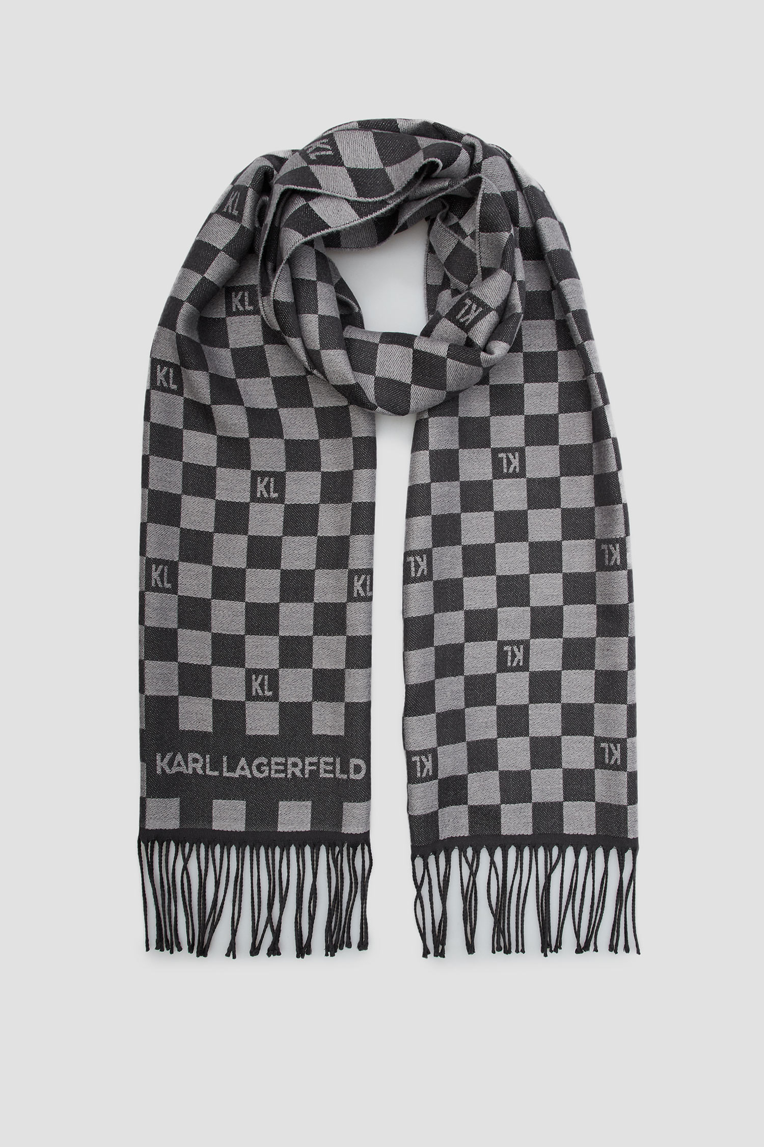 Мужской шерстяной шарф в клетку gray Karl Lagerfeld 512131.805001;960