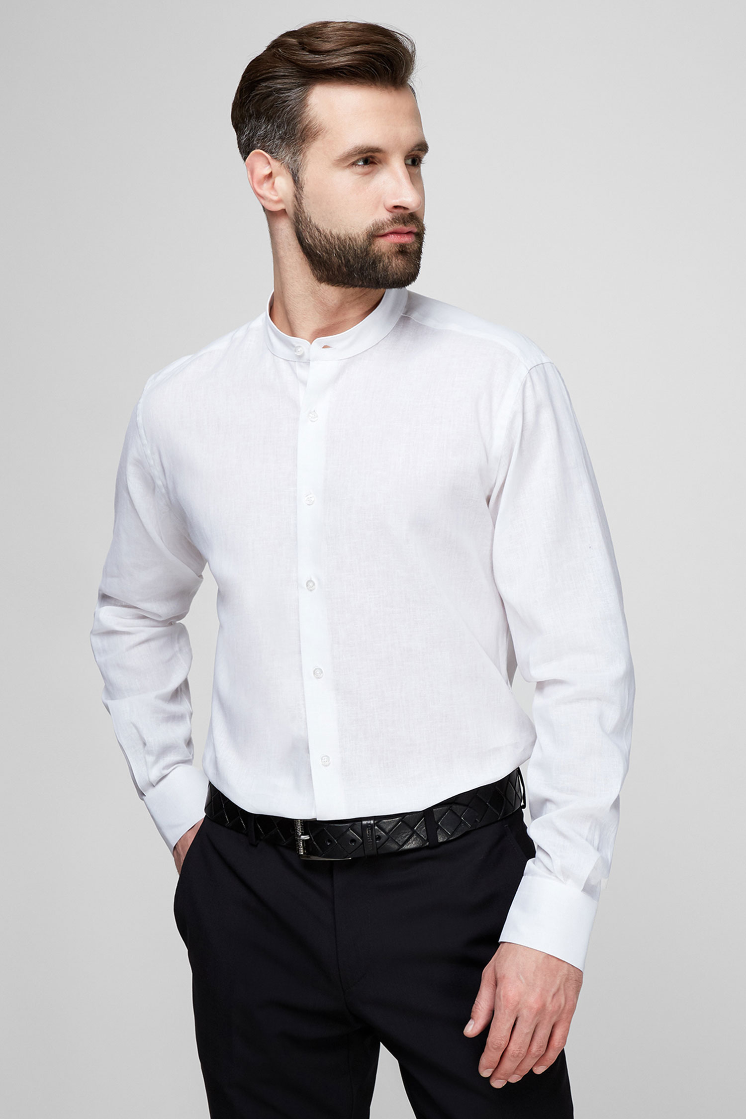 Мужская белая льняная рубашка Karl Lagerfeld 511628.605035;10