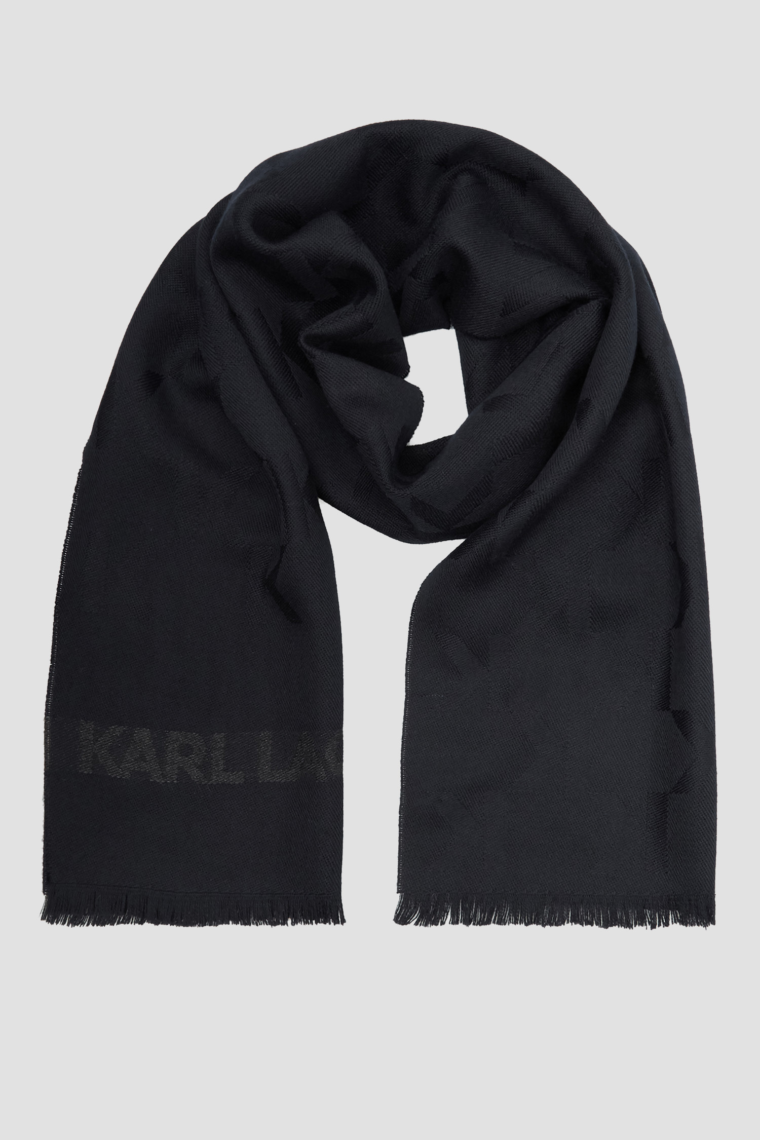 Мужской темно-синий шерстяной шарф Karl Lagerfeld 512135.805001;690