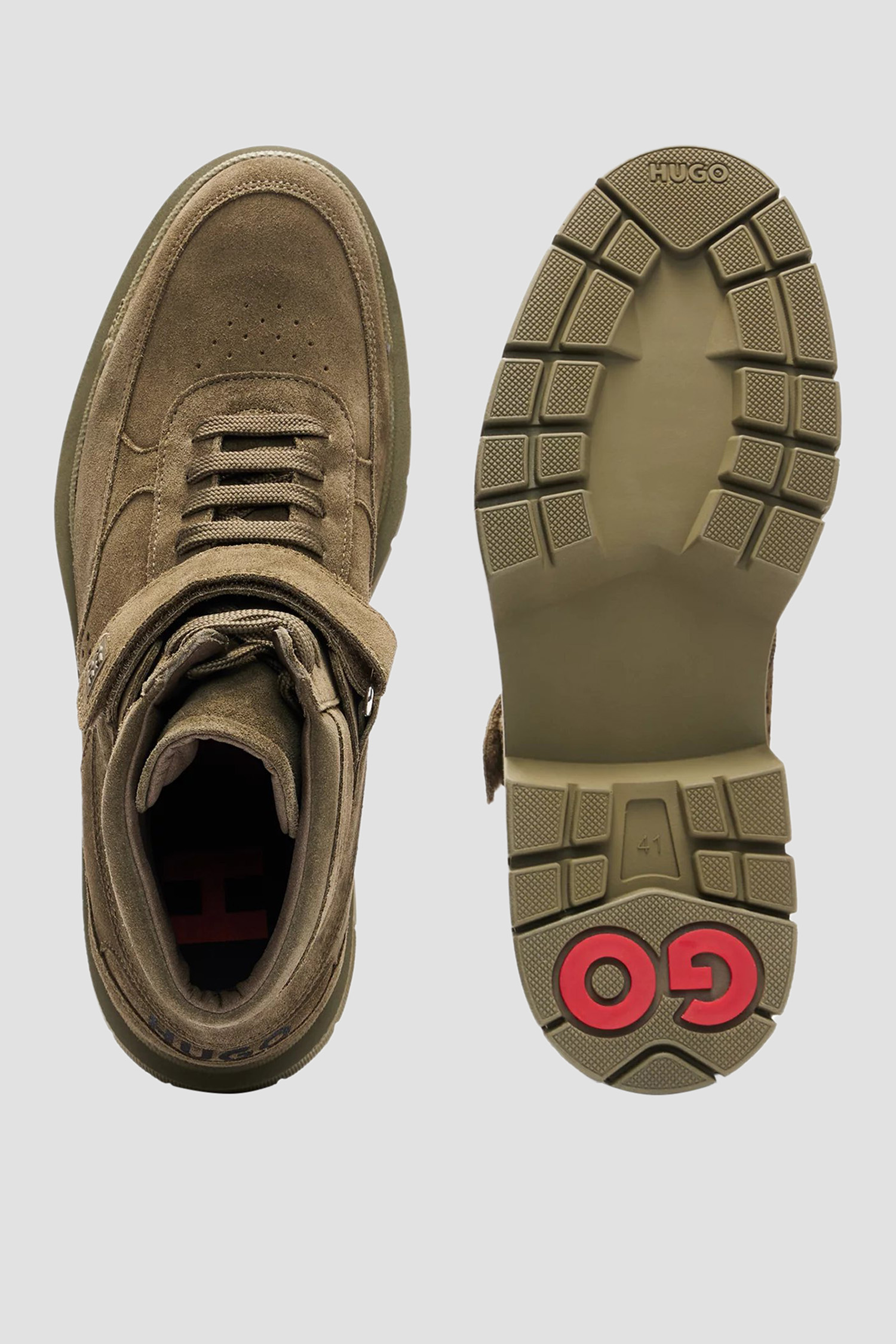 Мужские оливковые замшевые ботинки HUGO 50497791;345