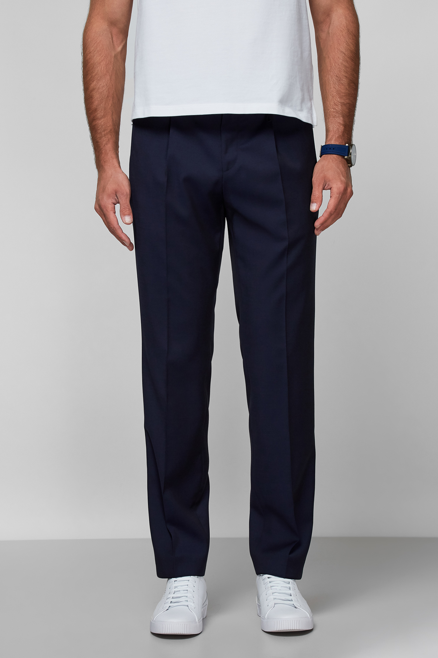 Мужские темно-синие шерстяные брюки HUGO 50451022;401