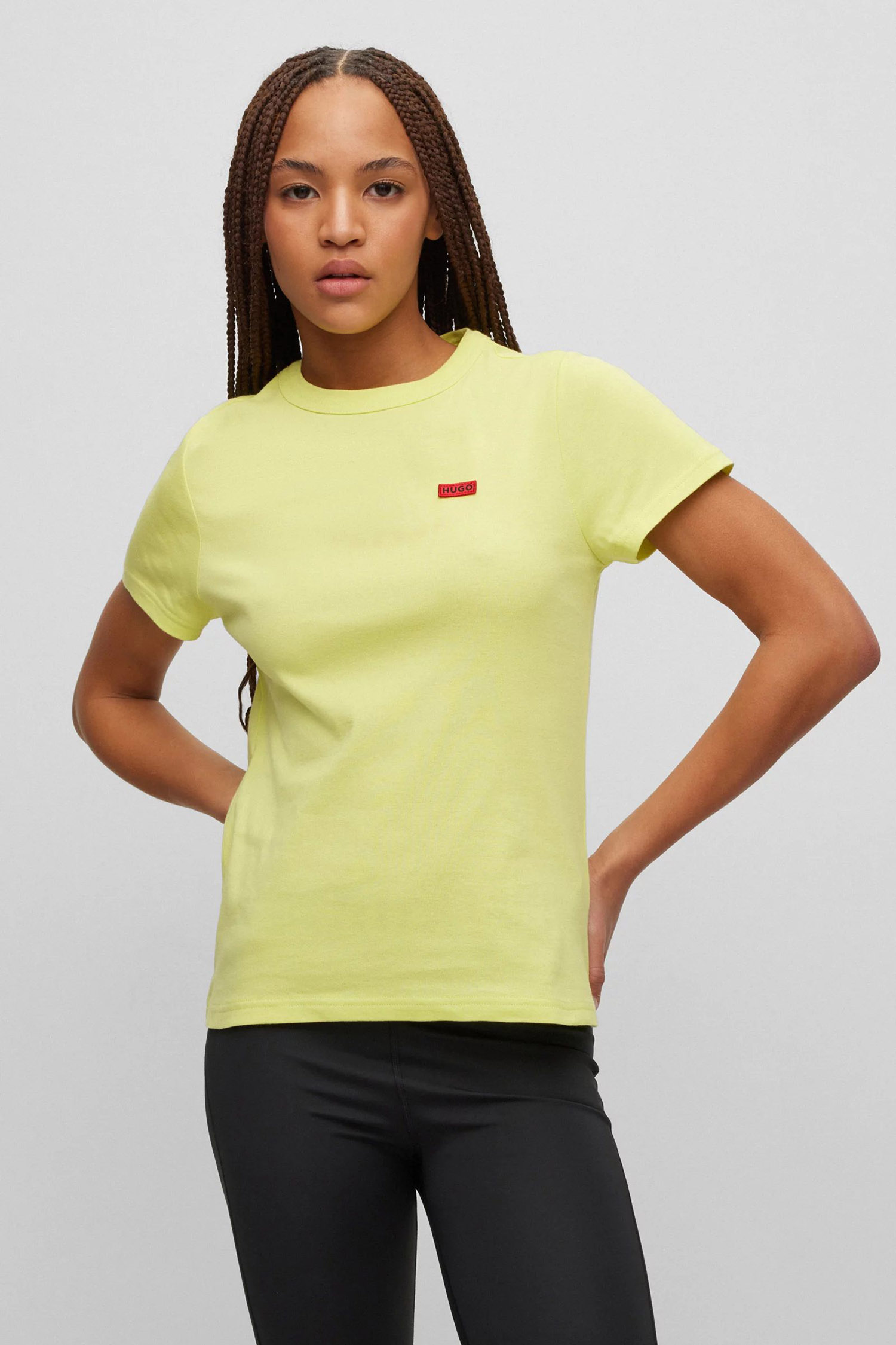 Женская желтая футболка HUGO 50489117;733