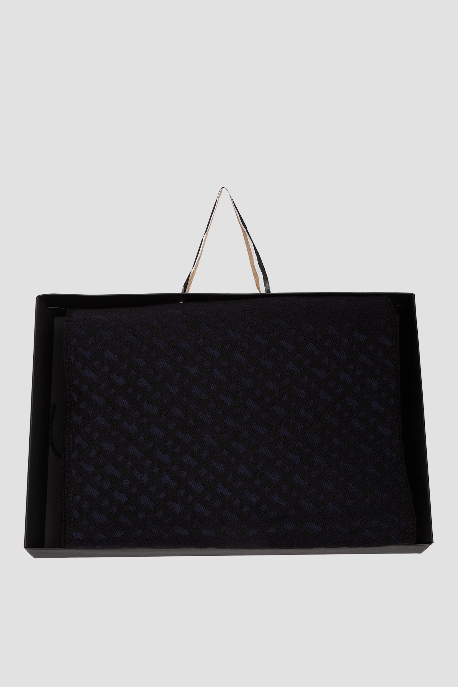 Мужской синий шерстяной шарф с узором BOSS 50549851;404