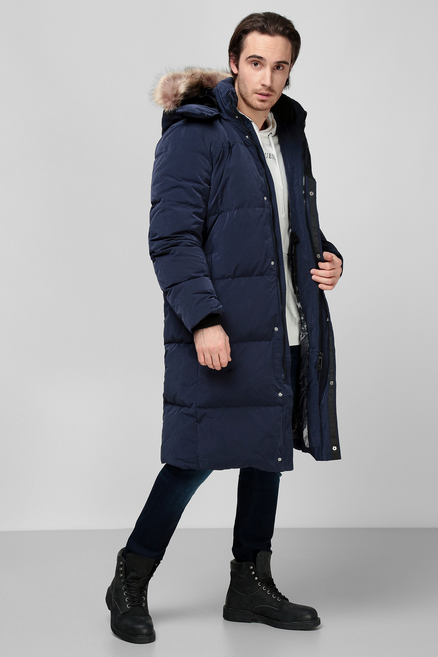 Чоловічий синій пуховик Guess M1BL08.WE6O0;G7V2