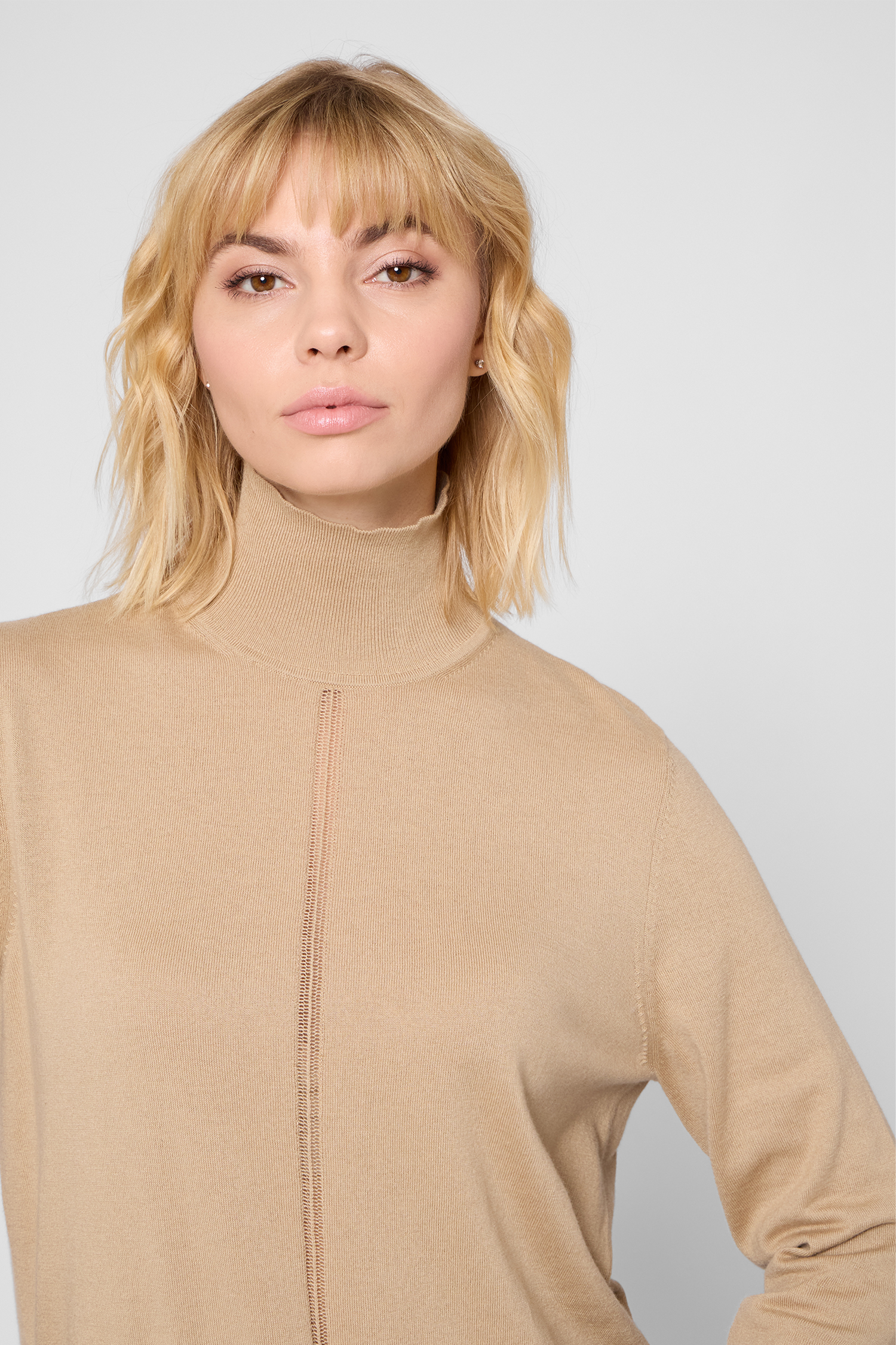 Женский бежевый шерстяной гольф BOSS 50551356;222