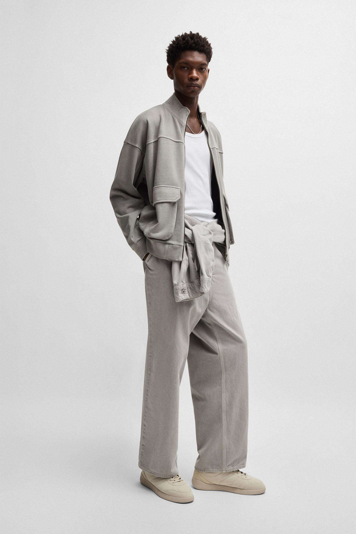 Мужская серая спортивная кофта HUGO BLUE 50538672;001