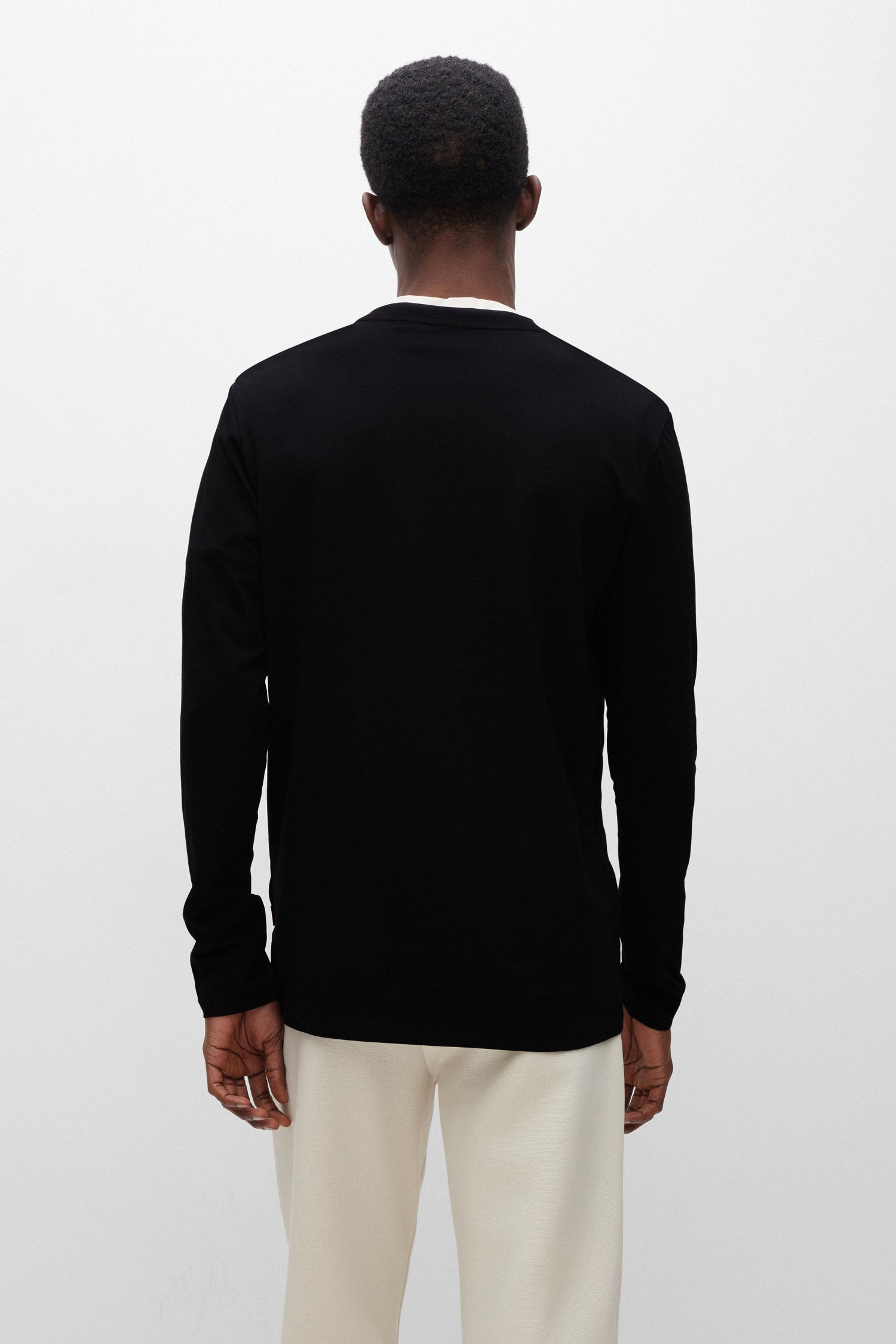 Мужской черный лонгслив BOSS 50473286;001