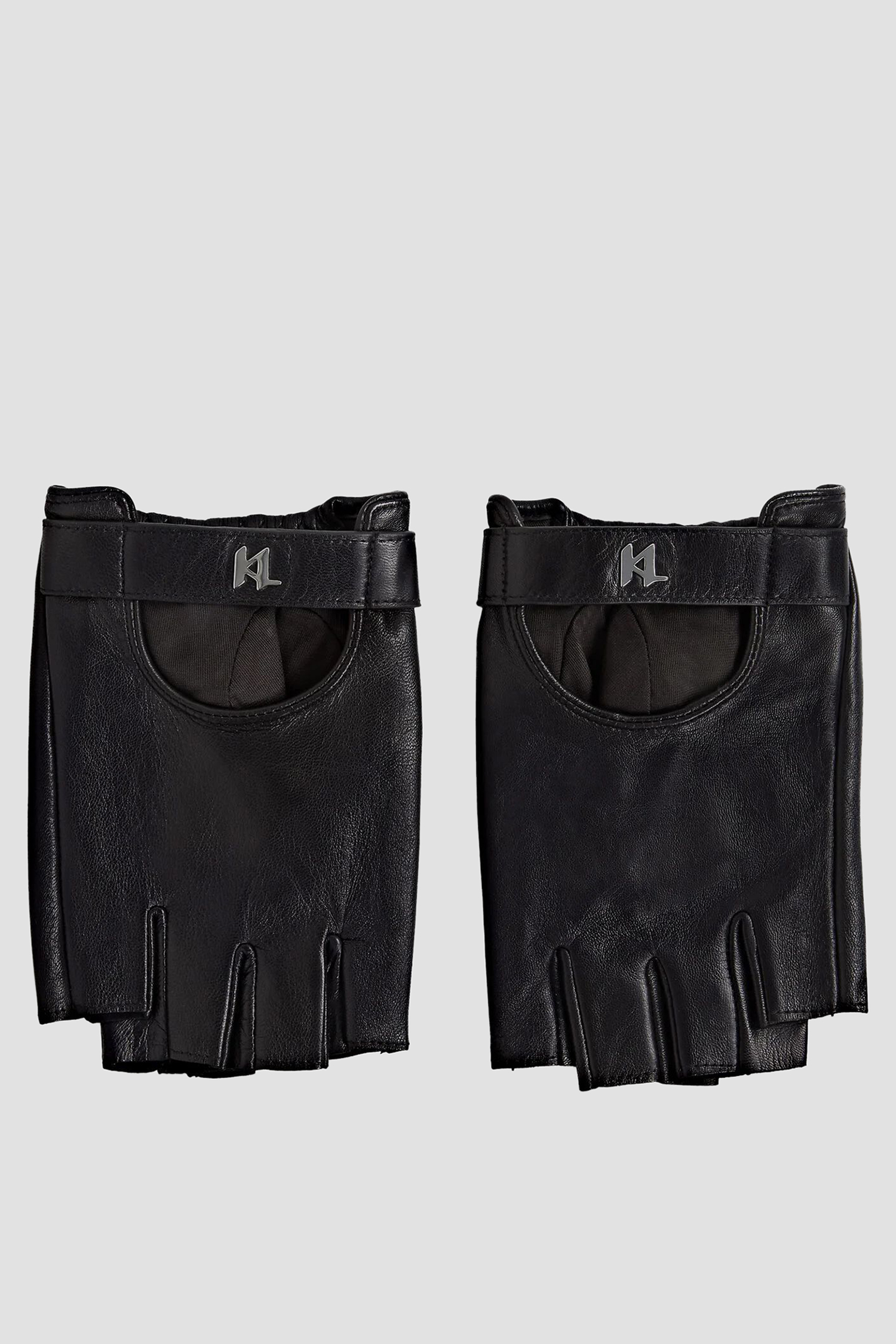 Мужские черные кожаные митенки Karl Lagerfeld A3M33073;999