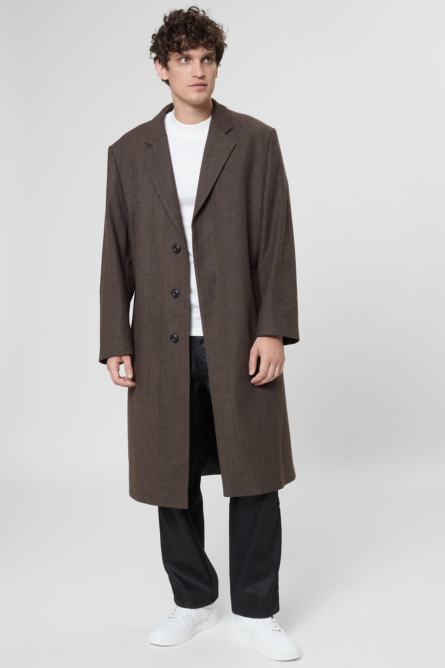 Чоловіче коричневе пальто з візерунком HUGO 50542695;217