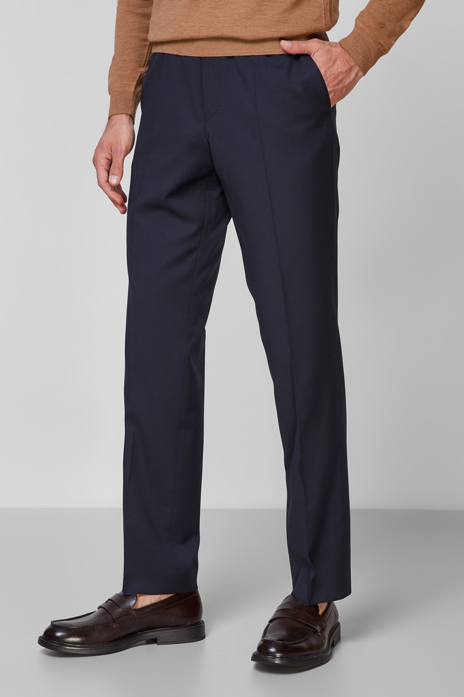 Чоловічі темно-сині вовняні брюки BOSS 50318825;401