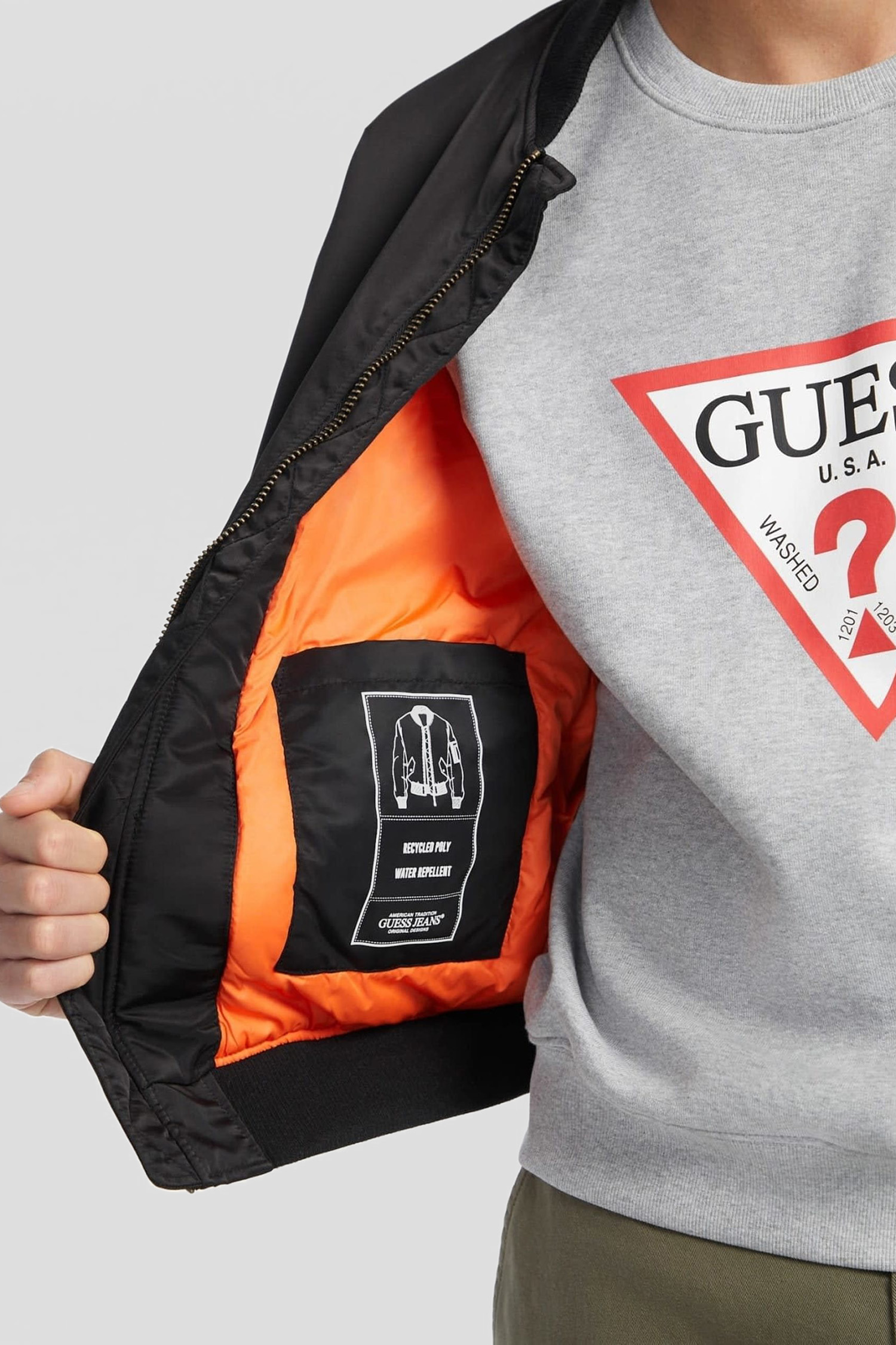 Мужской черный бомбер Guess Jeans M4YL01.WG932;JBLK