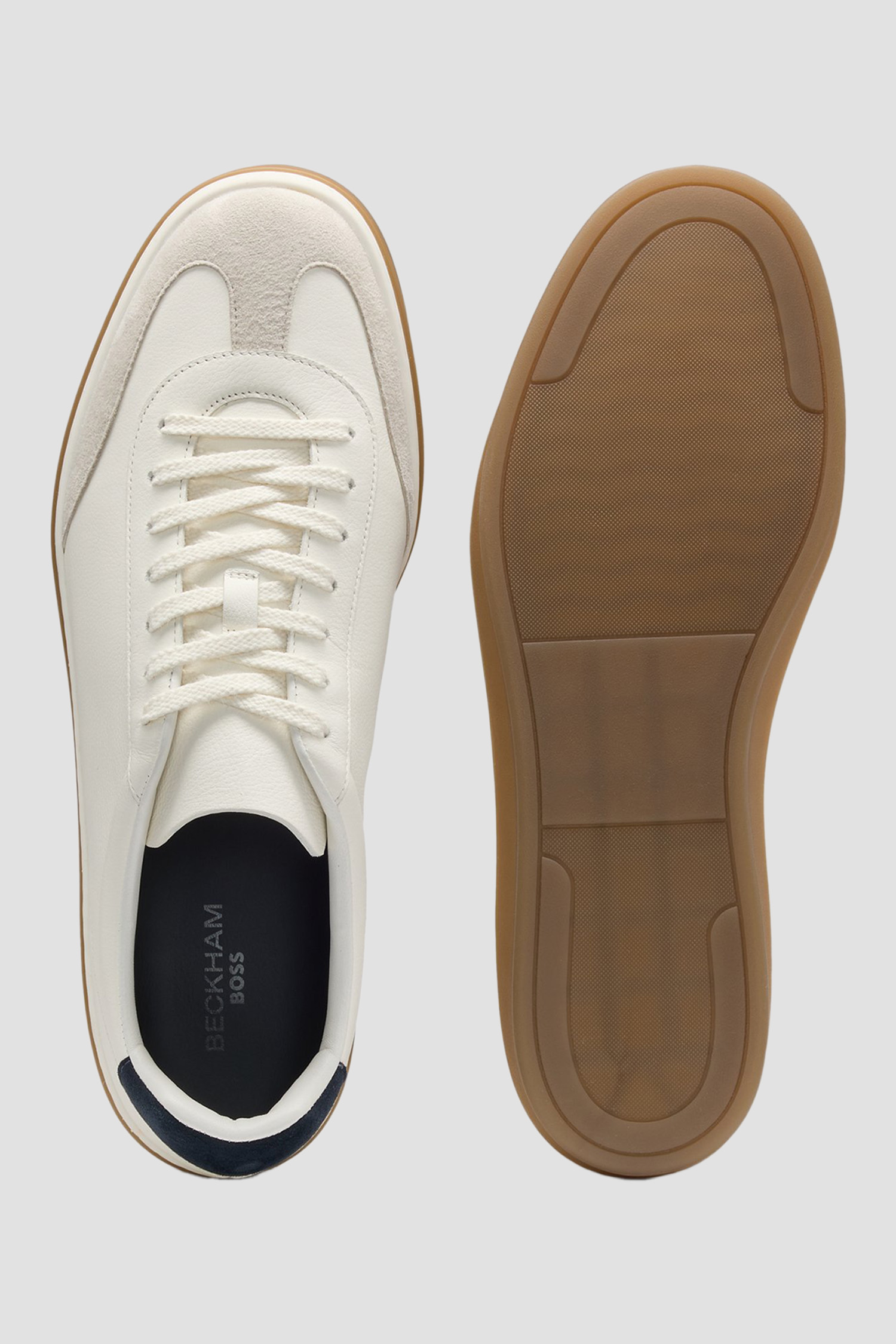 Чоловічі білі шкіряні снікерси BECKHAM x BOSS BOSS 50549408;120