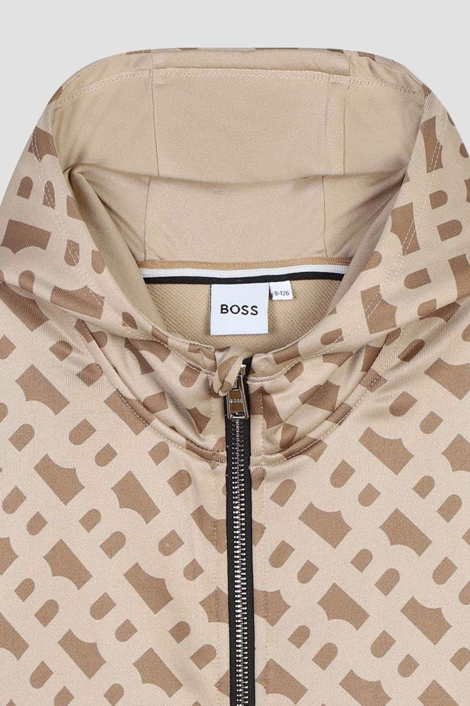 Дитяча бежева кофта на блискавці з візерунком BOSS kids J51106;269