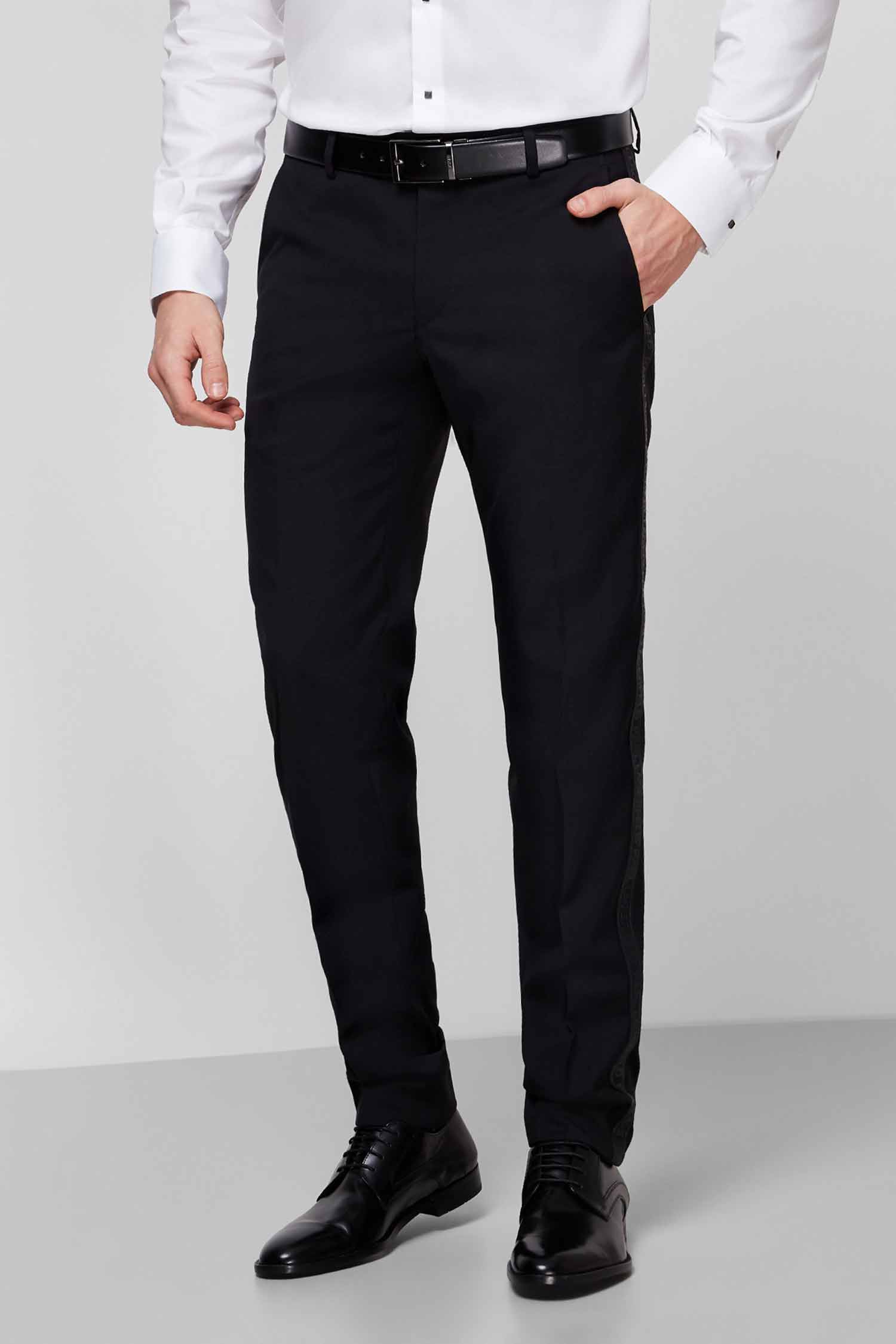 Мужские черные шерстяные брюки Karl Lagerfeld 502083.255039;990
