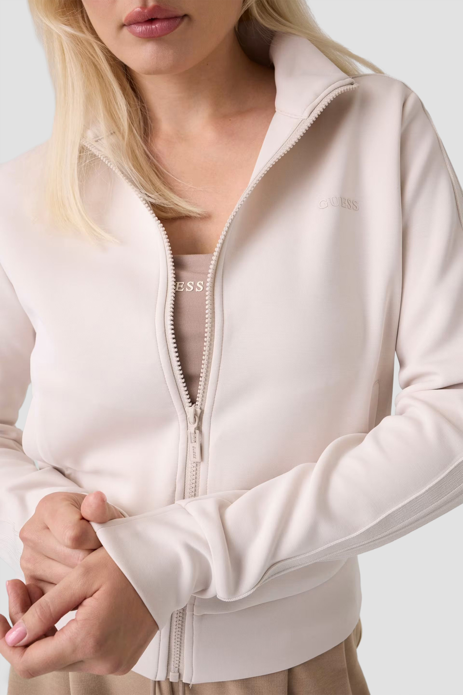 Жіноча бежева спортивна кофта Guess V6YQ15.K4305;G9B8