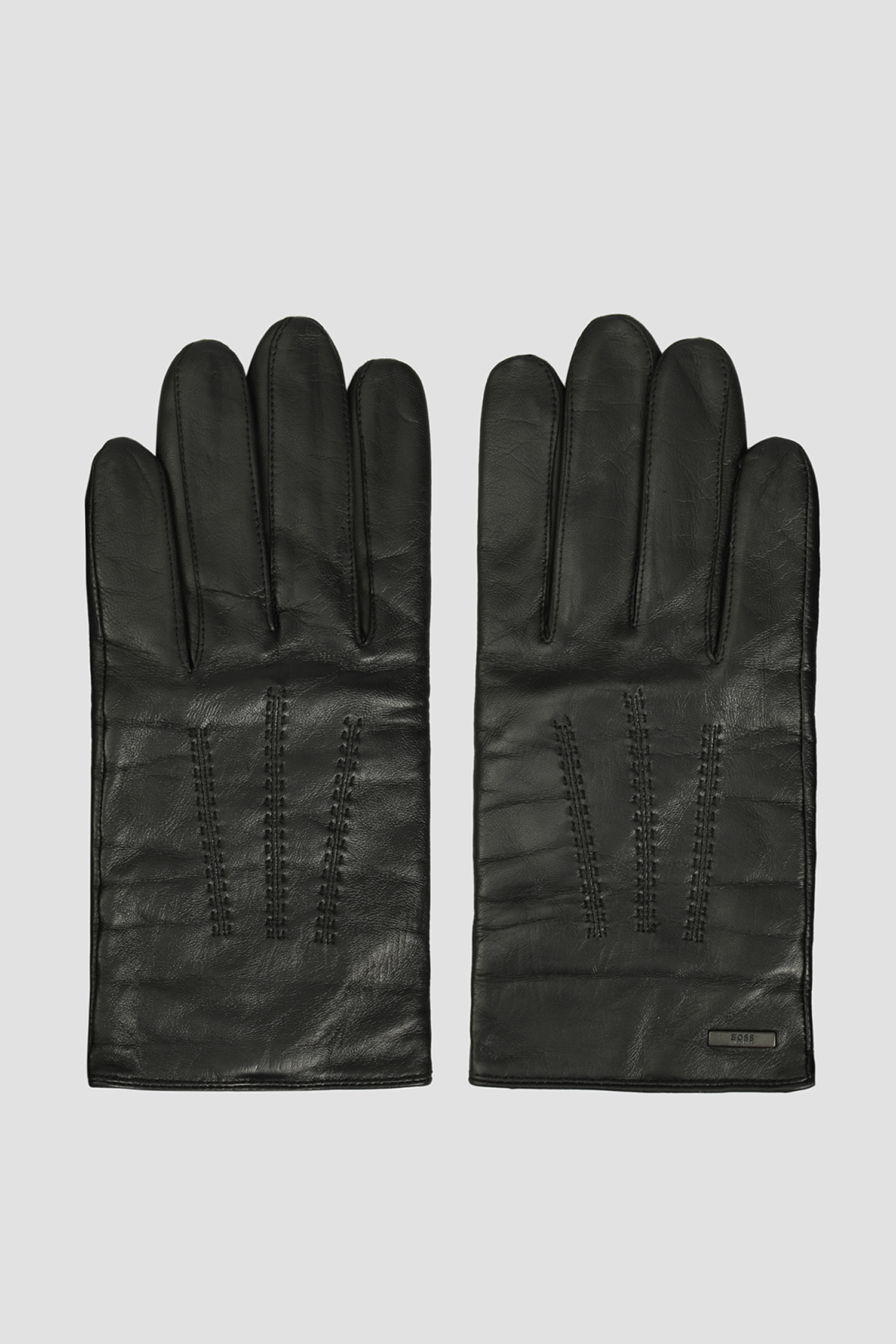 Мужские черные кожаные перчатки BOSS 50437119;001