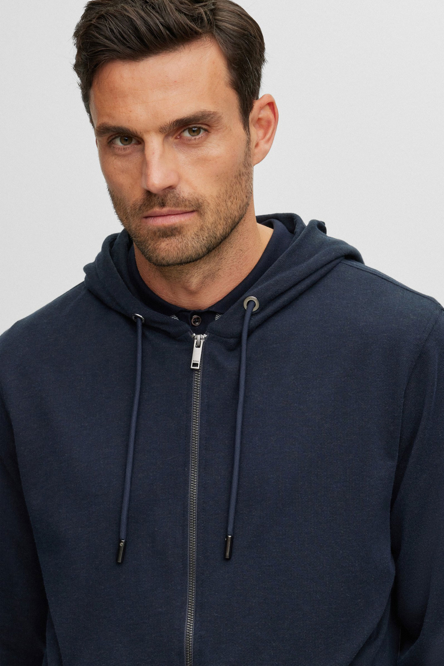 Мужская темно-синяя кофта на молнии BOSS 50497666;404