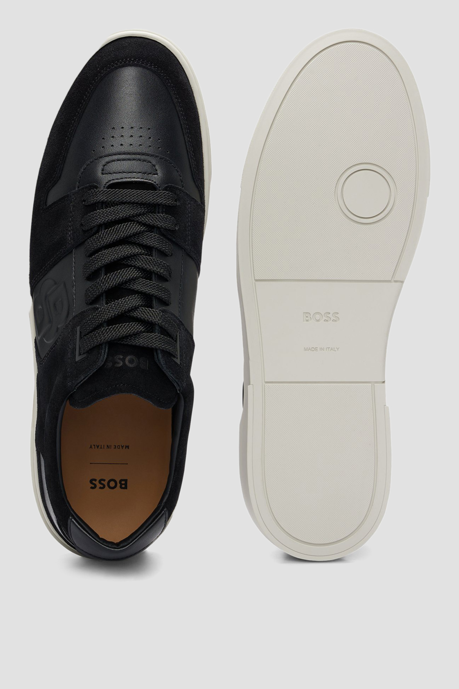 Чоловічі чорні шкіряні снікерси BOSS 50517057;001