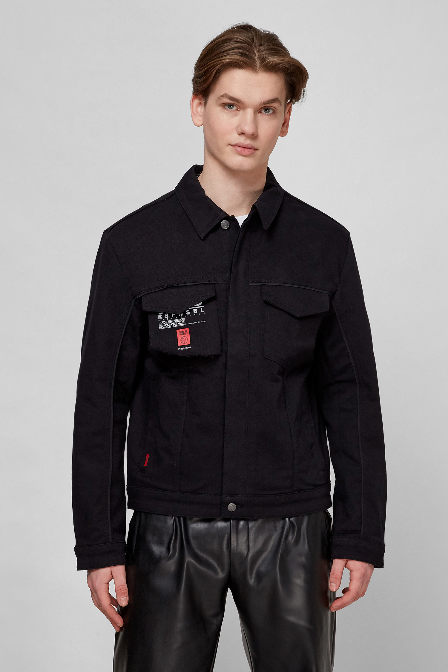 Черная джинсовая куртка для парней HUGO 50463361;001