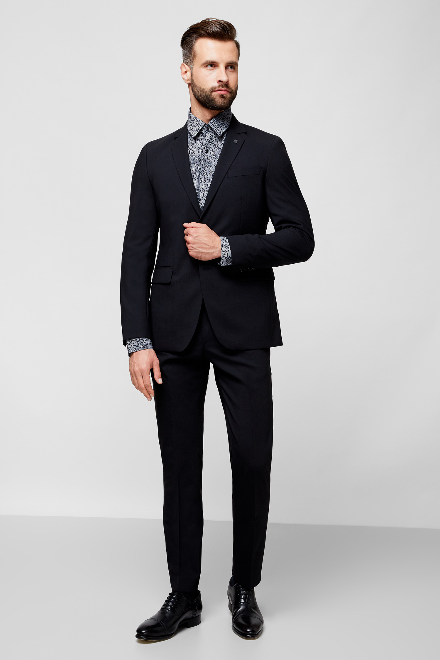 Мужской черный шерстяной пиджак Karl Lagerfeld 500099.155200;990