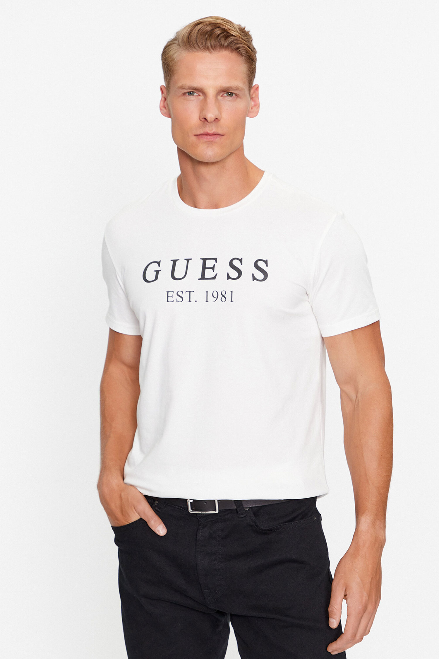 Чоловіча біла футболка Guess U3BI22.K6YW0;G018