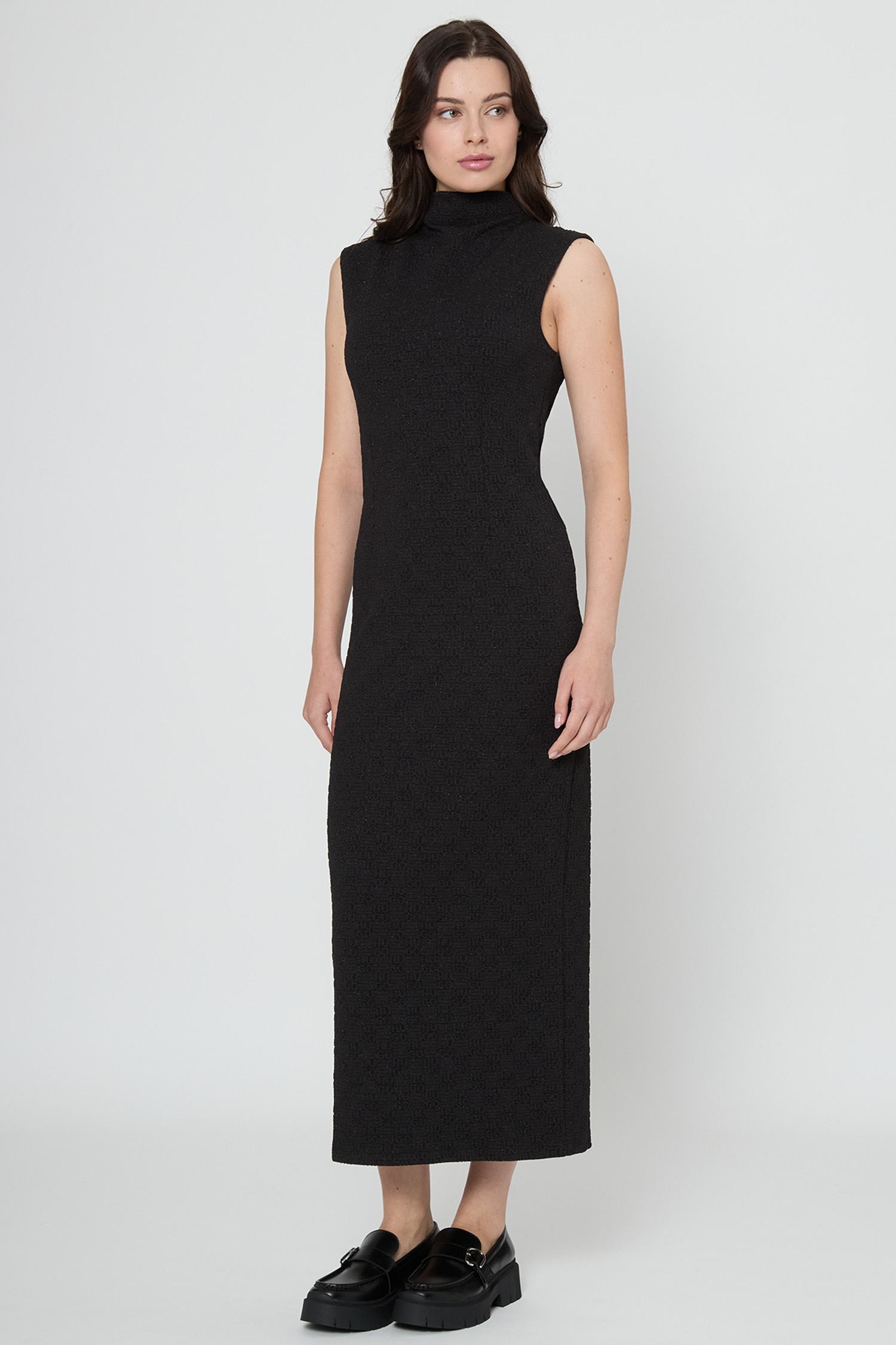 Женское черное платье с узором HUGO 50550118;001