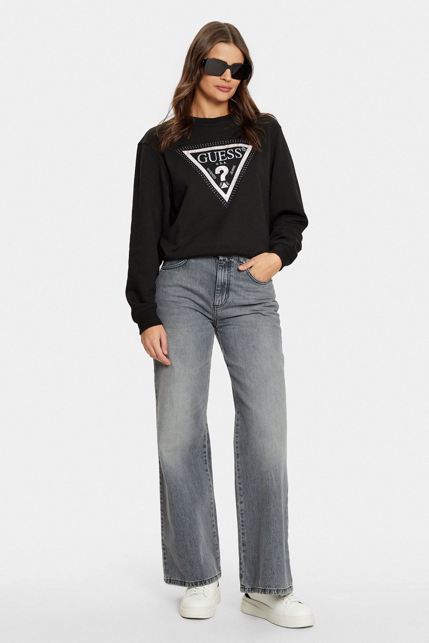 Женский черный свитшот Guess W5RQ09.K8802;JBLK