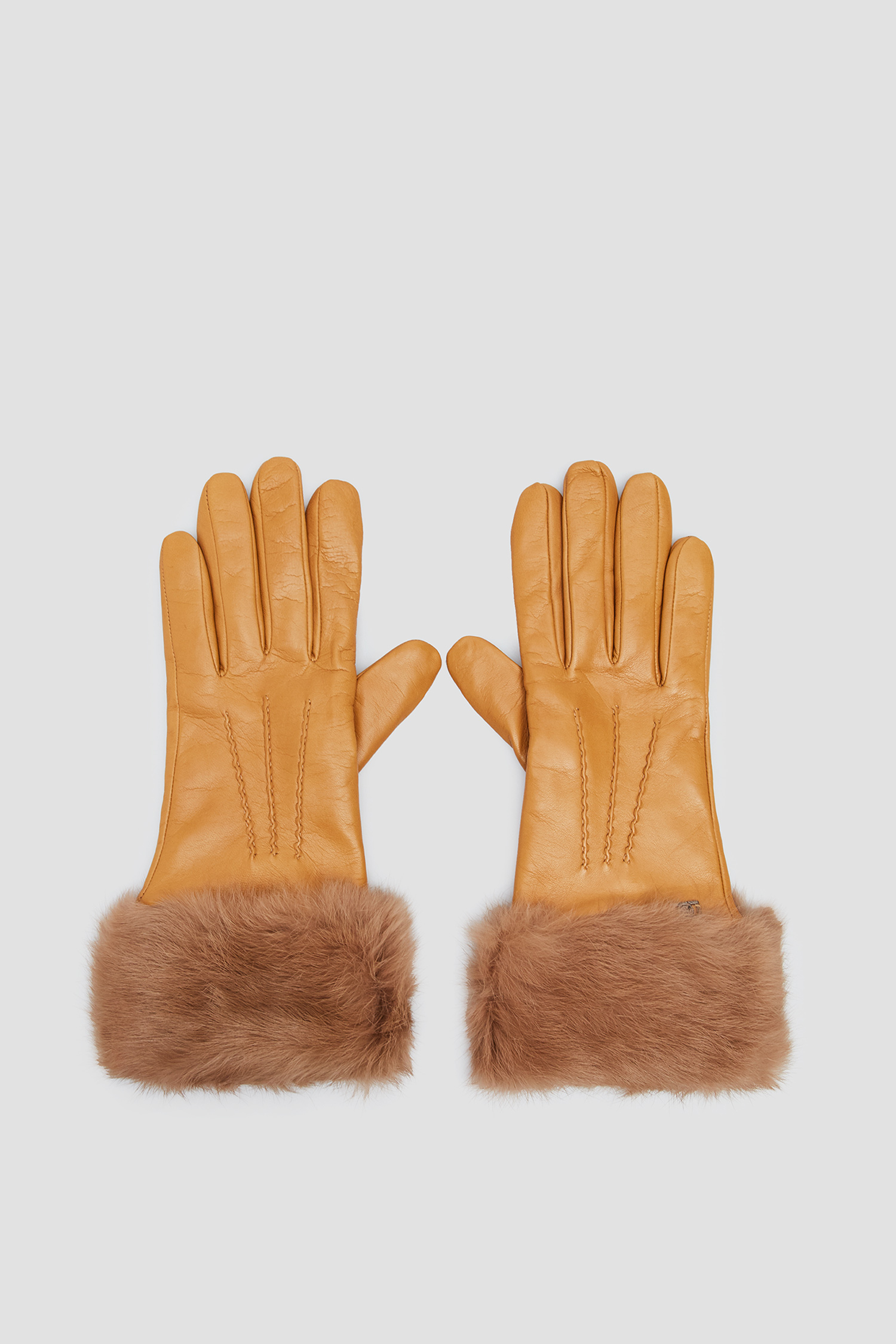 Женские рыжие кожаные перчатки Baldinini 127502;91