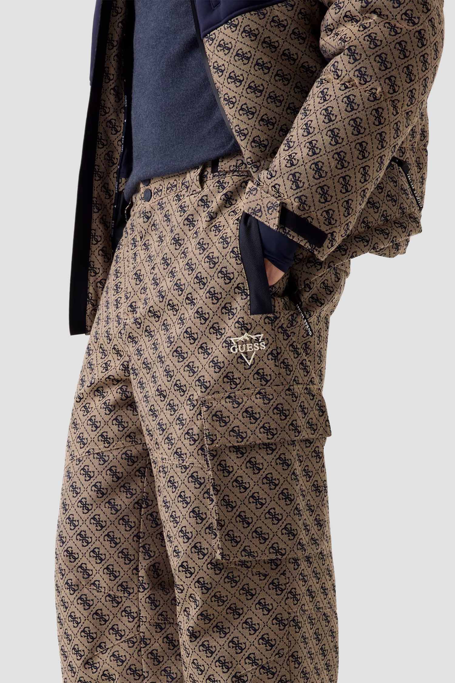 Чоловічі бежеві лижні штани з візерунком Guess M5BB77.WF182;FN4K