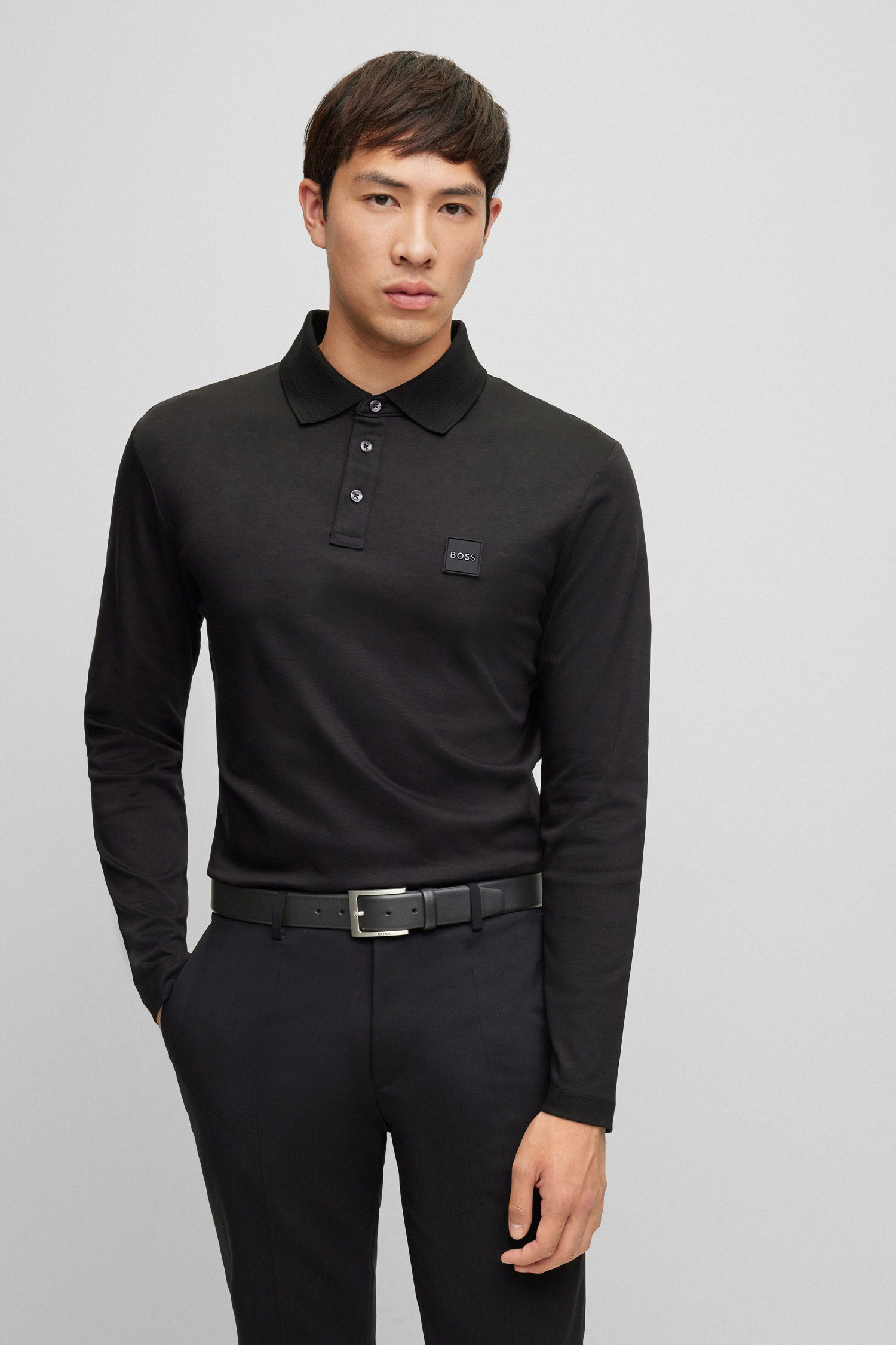 Чоловічий чорний шкіряний ремінь BOSS 50470787;002