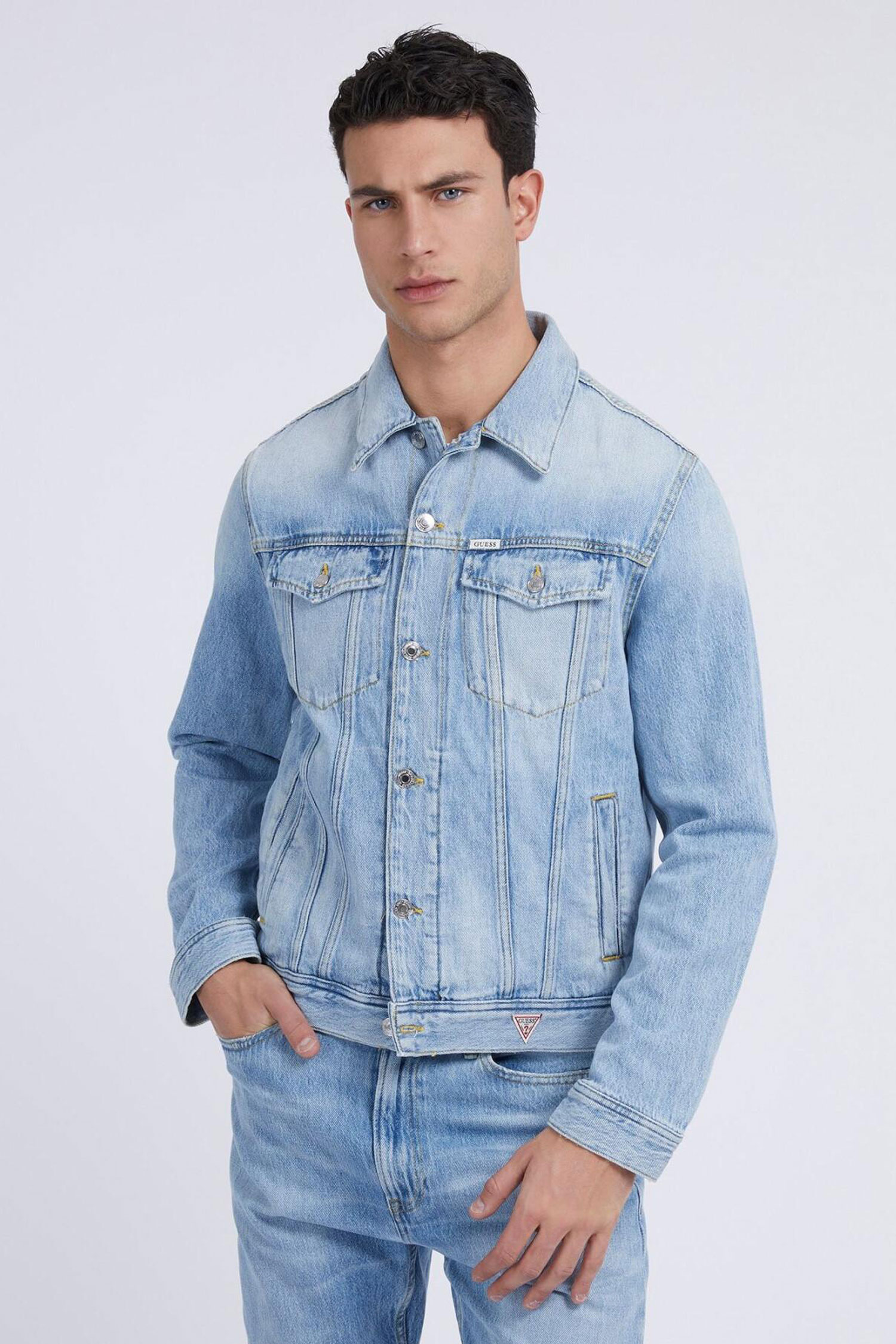 Мужская голубая джинсовая куртка Guess M3GXN1.D4Z62;THMI