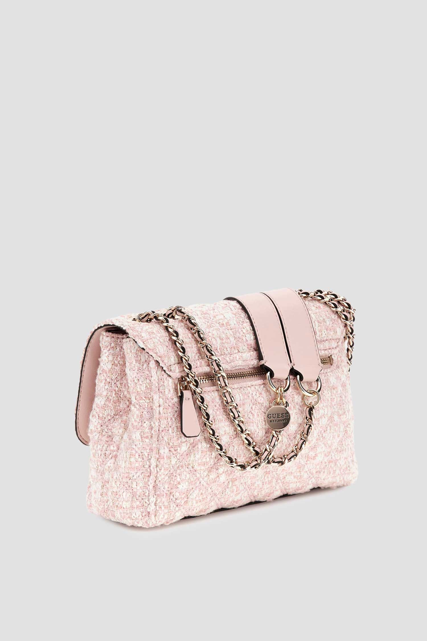 Женская розовая твидовая сумка Guess HWPP87.48200;PZM