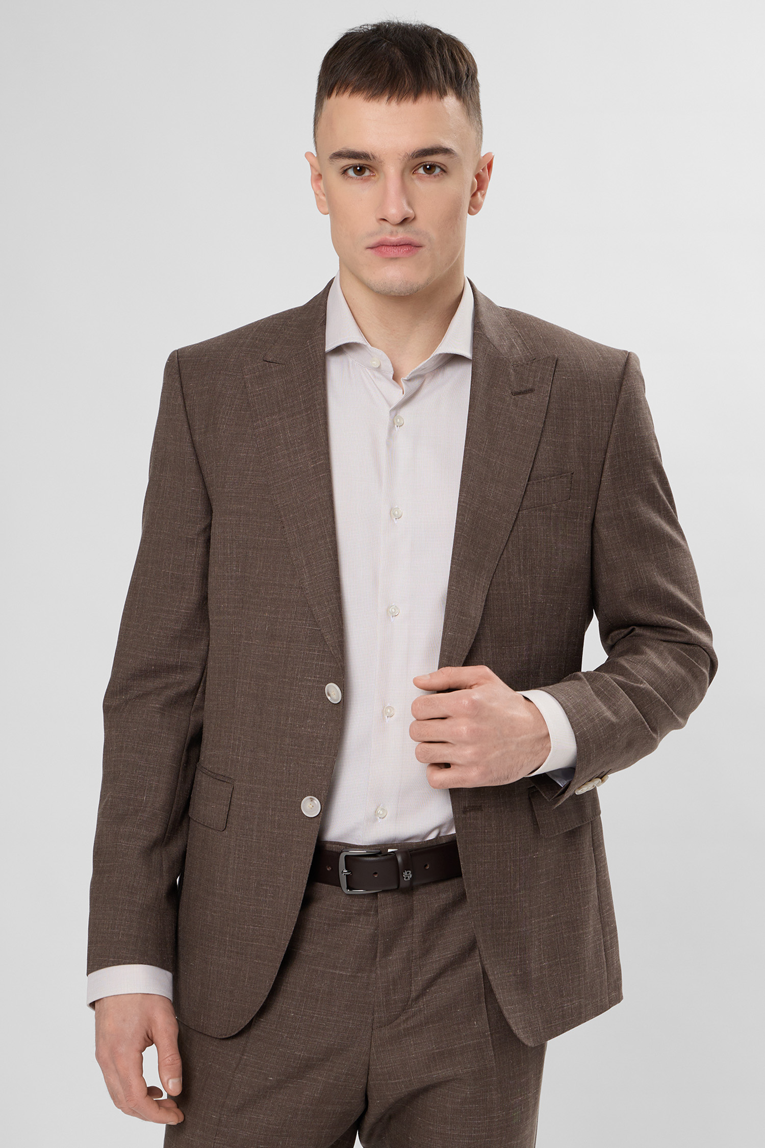 Мужской коричневый шерстяной пиджак BOSS 50562604;207