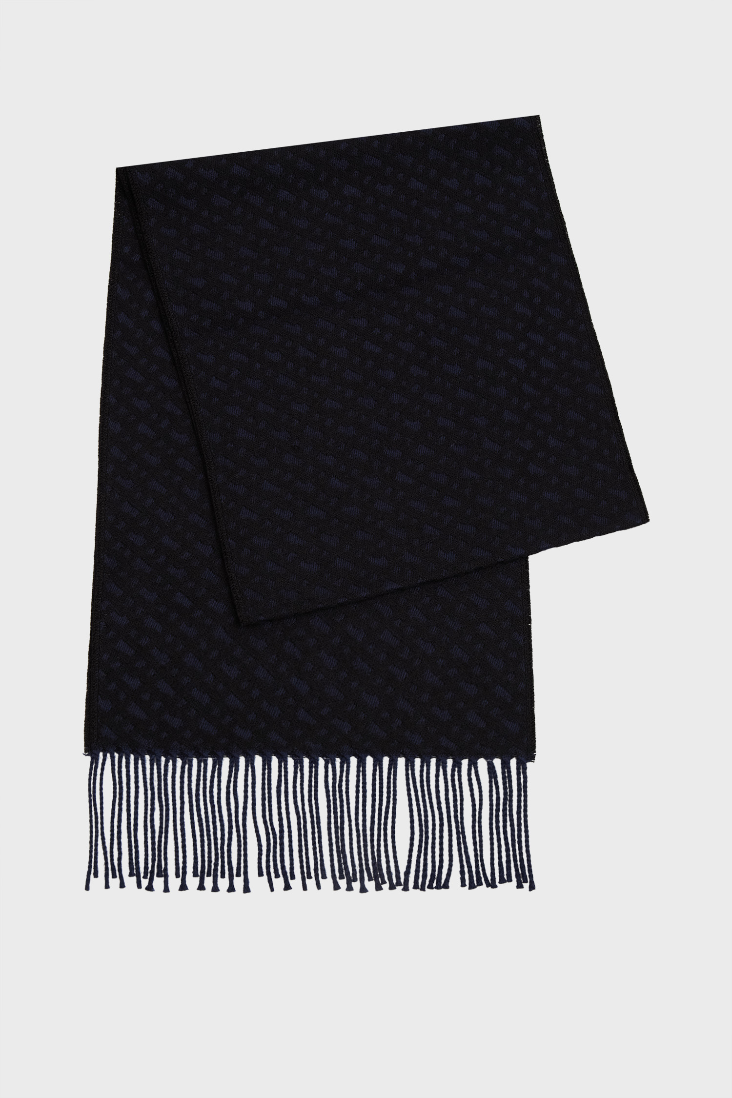 Мужской синий шерстяной шарф с узором BOSS 50549851;404